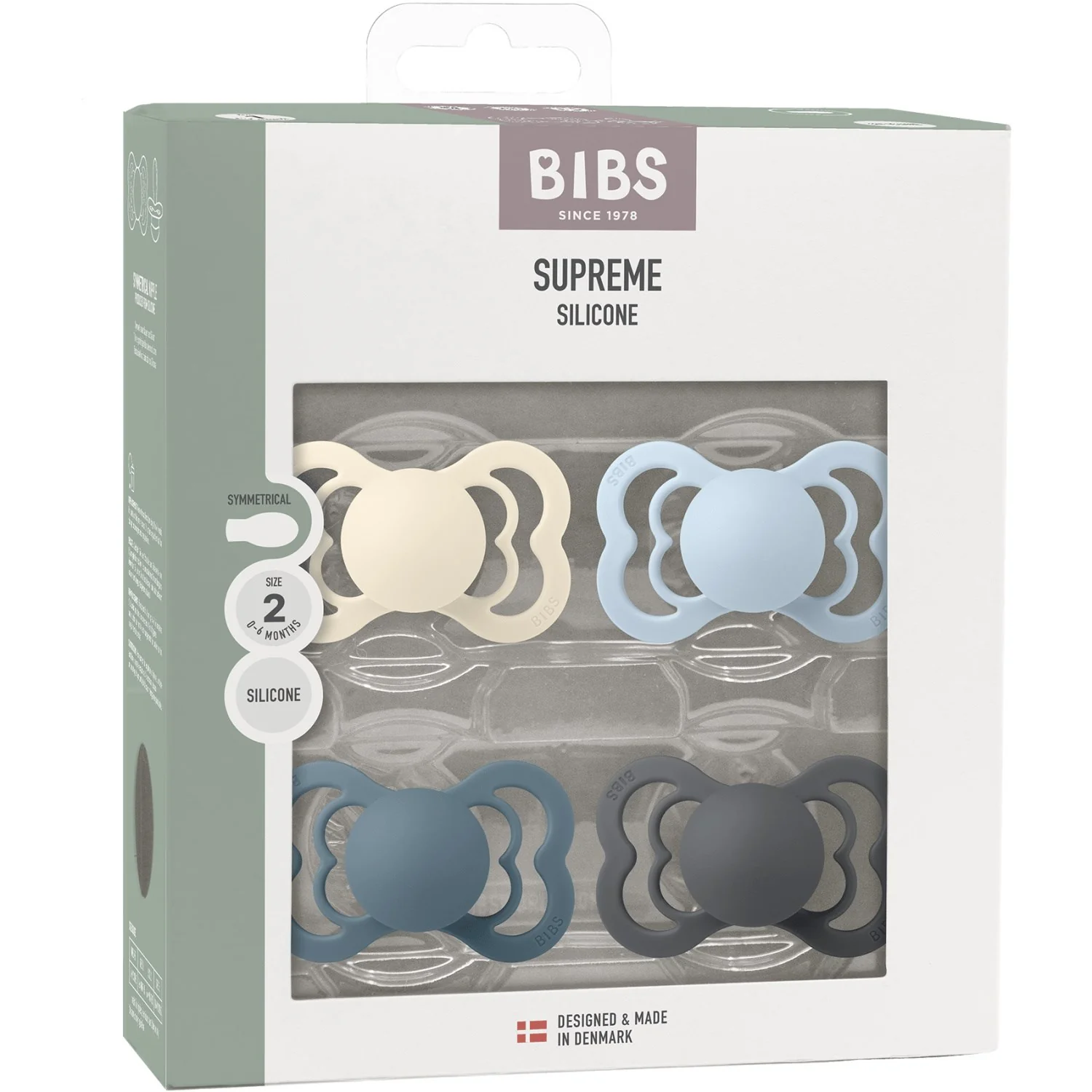 Bibs Ivory/Baby Blue/Petrol/Iron Pacifier Supreme 4-Pack Silicone - Image 3
