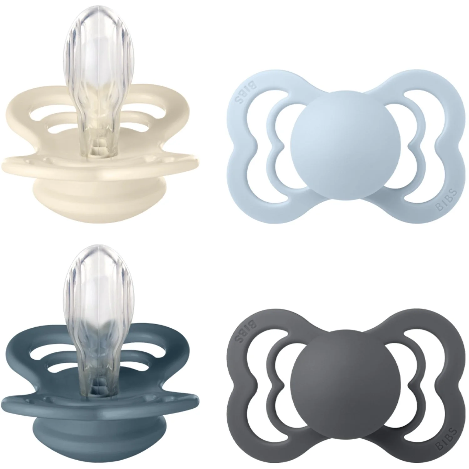Bibs Ivory/Baby Blue/Petrol/Iron Pacifier Supreme 4-Pack Silicone - Image 4