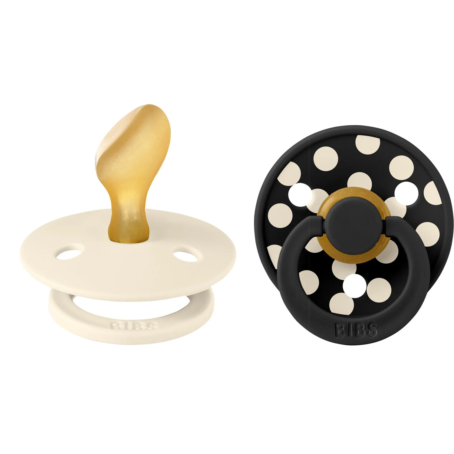 Bibs Ivory/Black Pacifier Studio Colour 2-Pack Polka Anatomical Latex - Image 4