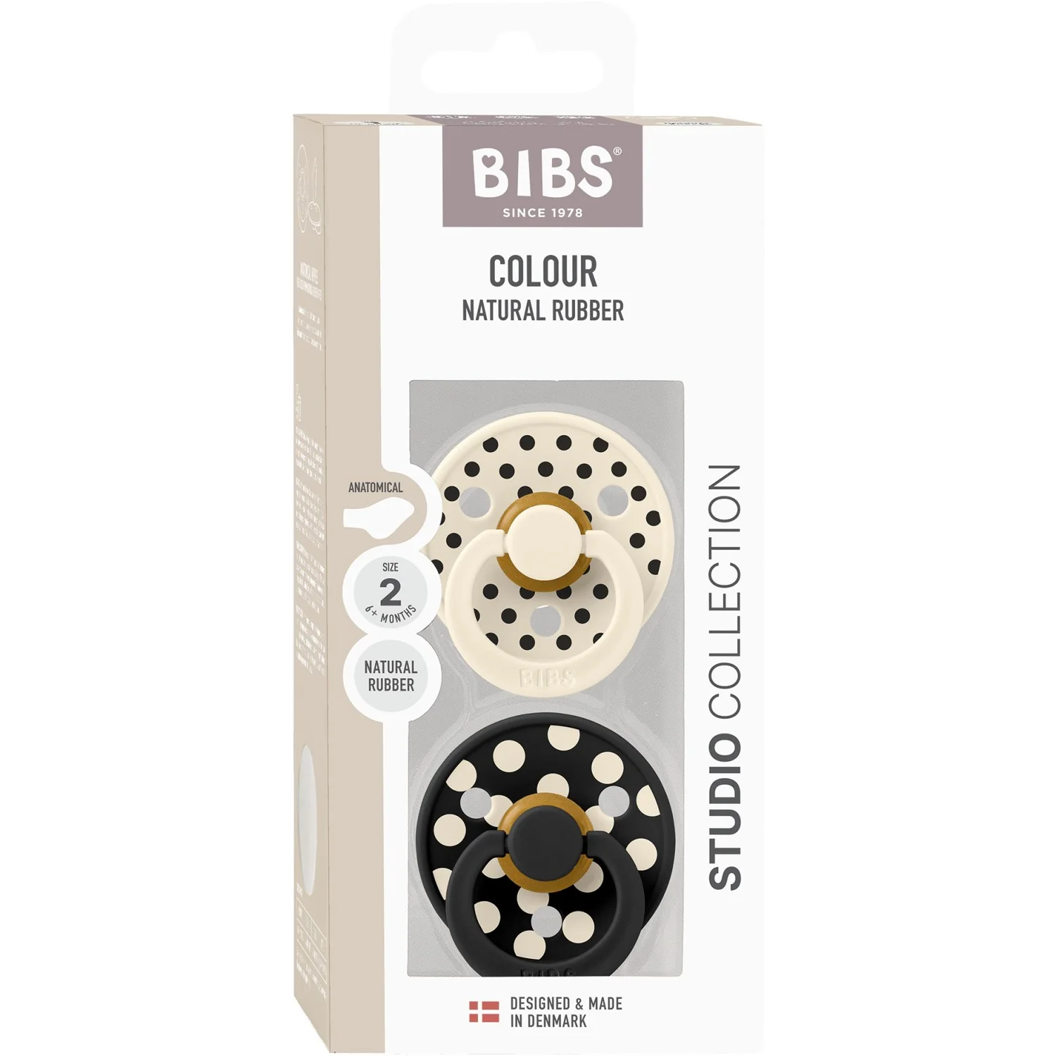 Bibs Ivory/Black Pacifier Studio Colour 2-Pack Polka Anatomical Latex - Image 6