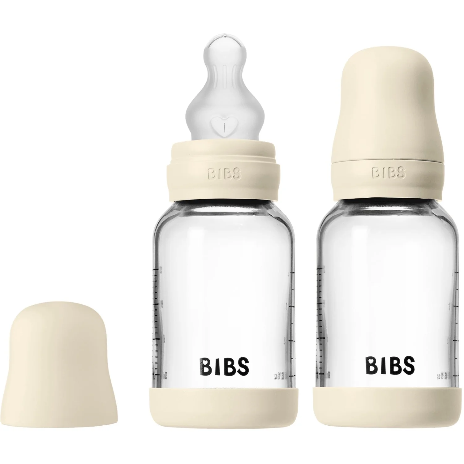 Bibs Ivory Glass Baby Bottle Round Silicone 2-Pack 120 Ml Slow Flow - Image 2