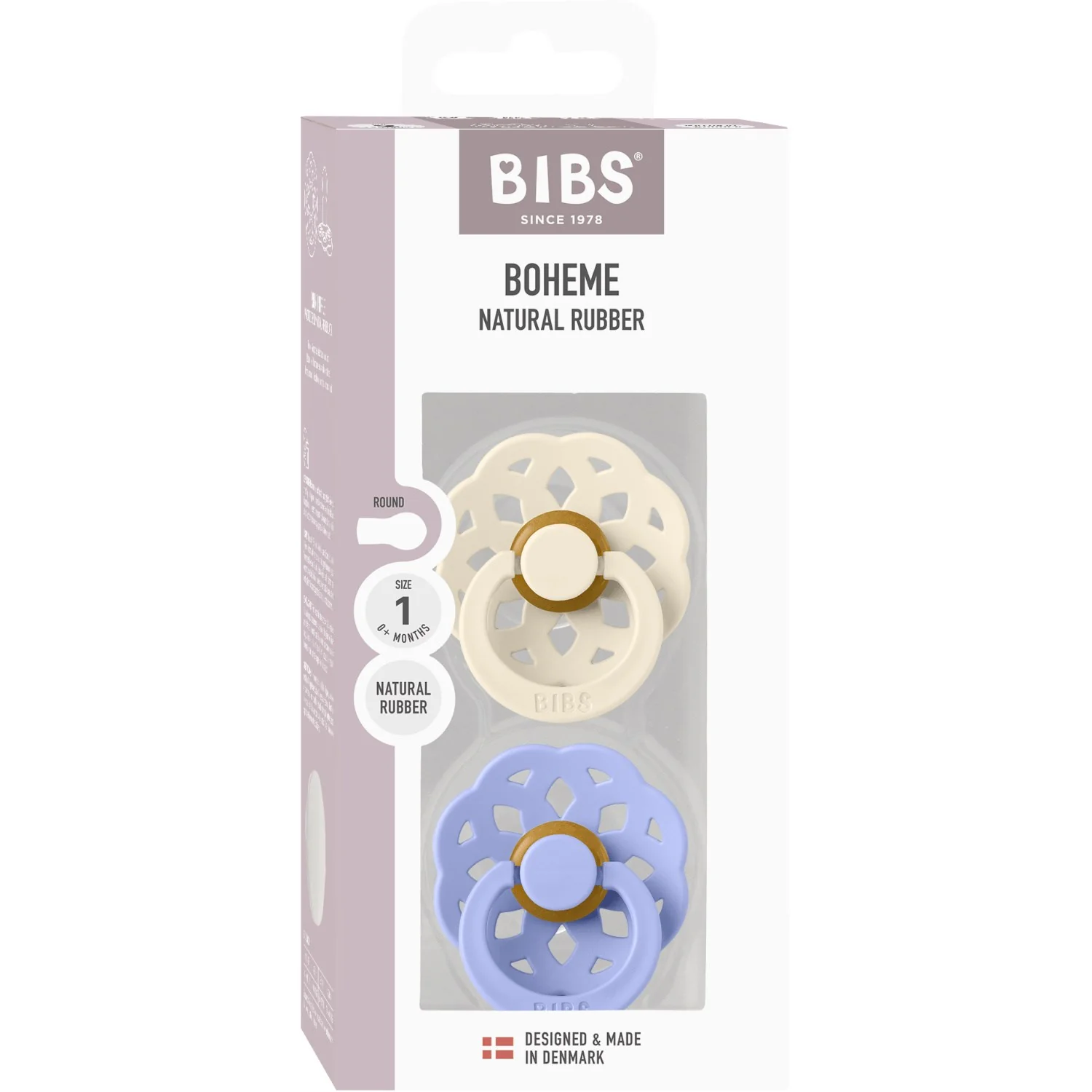 Bibs Ivory/Hush Pacifier Boheme 2-Pack Latex - Image 4