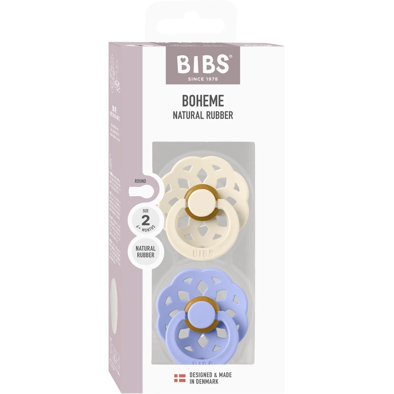 Bibs Ivory/Hush Pacifier Boheme 2-Pack Latex - Image 8