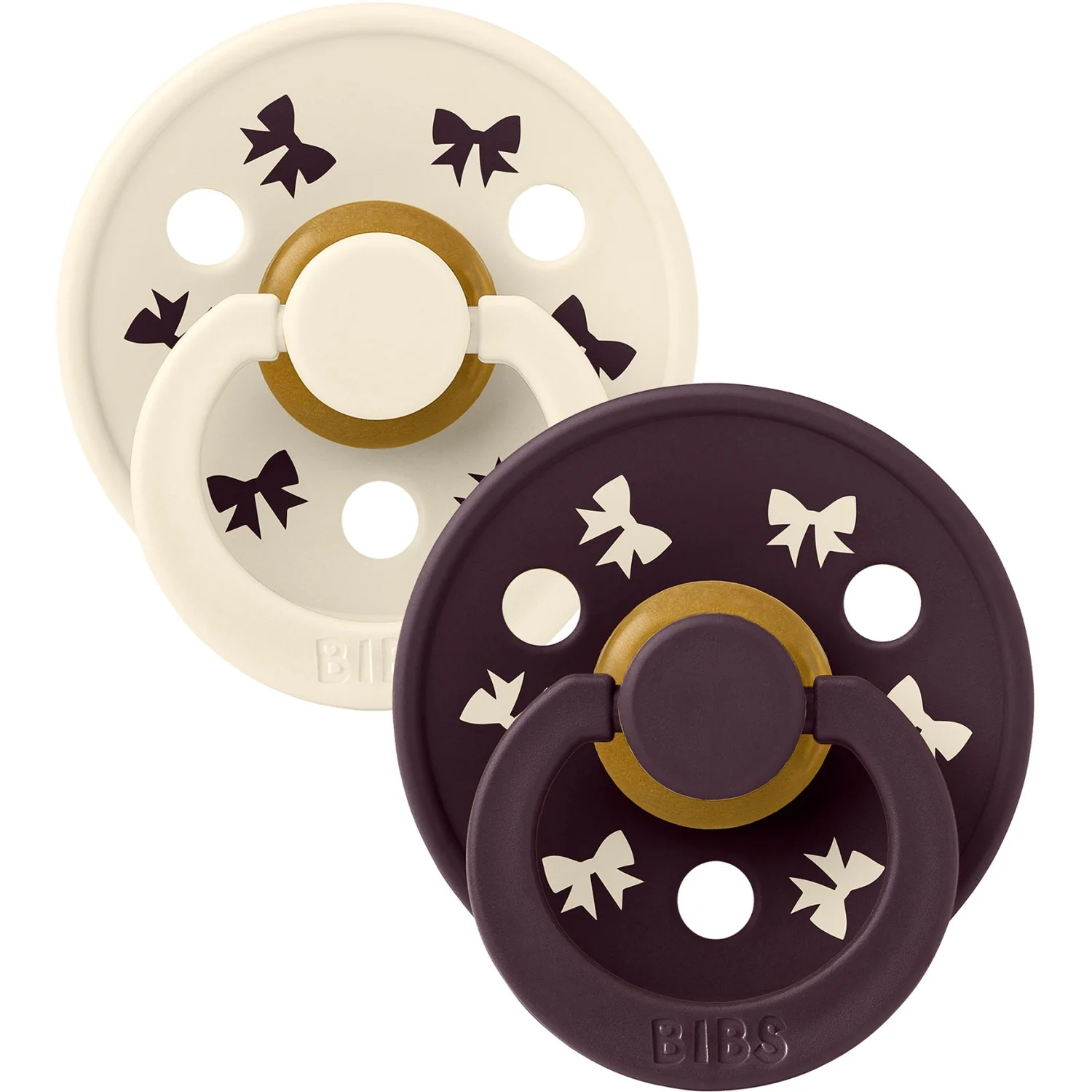Bibs Ivory/Plum Pacifier Colour Holiday Bow 2-Pack Latex - Image 21