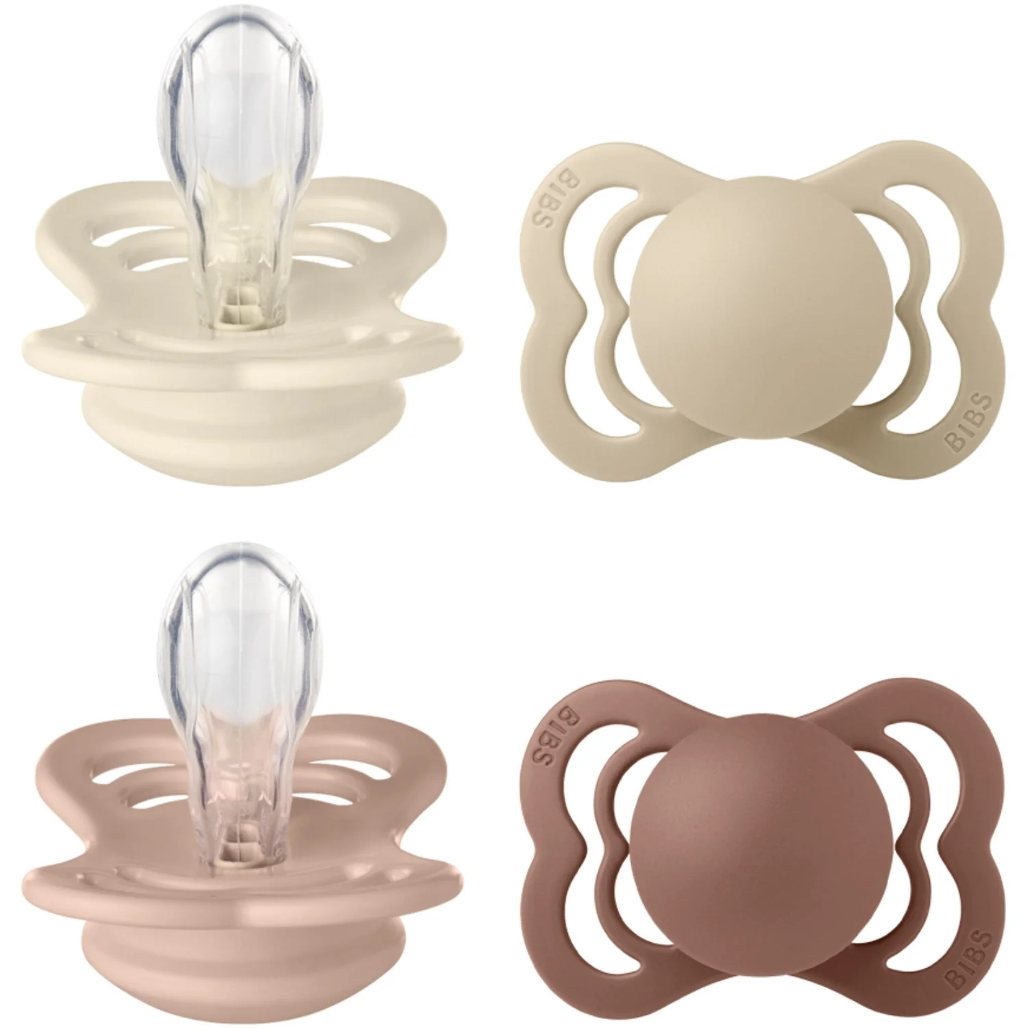 Bibs Ivory/Vanilla/Blush/Woodchuck Pacifier Supreme 4-Pack Silicone - Image 2