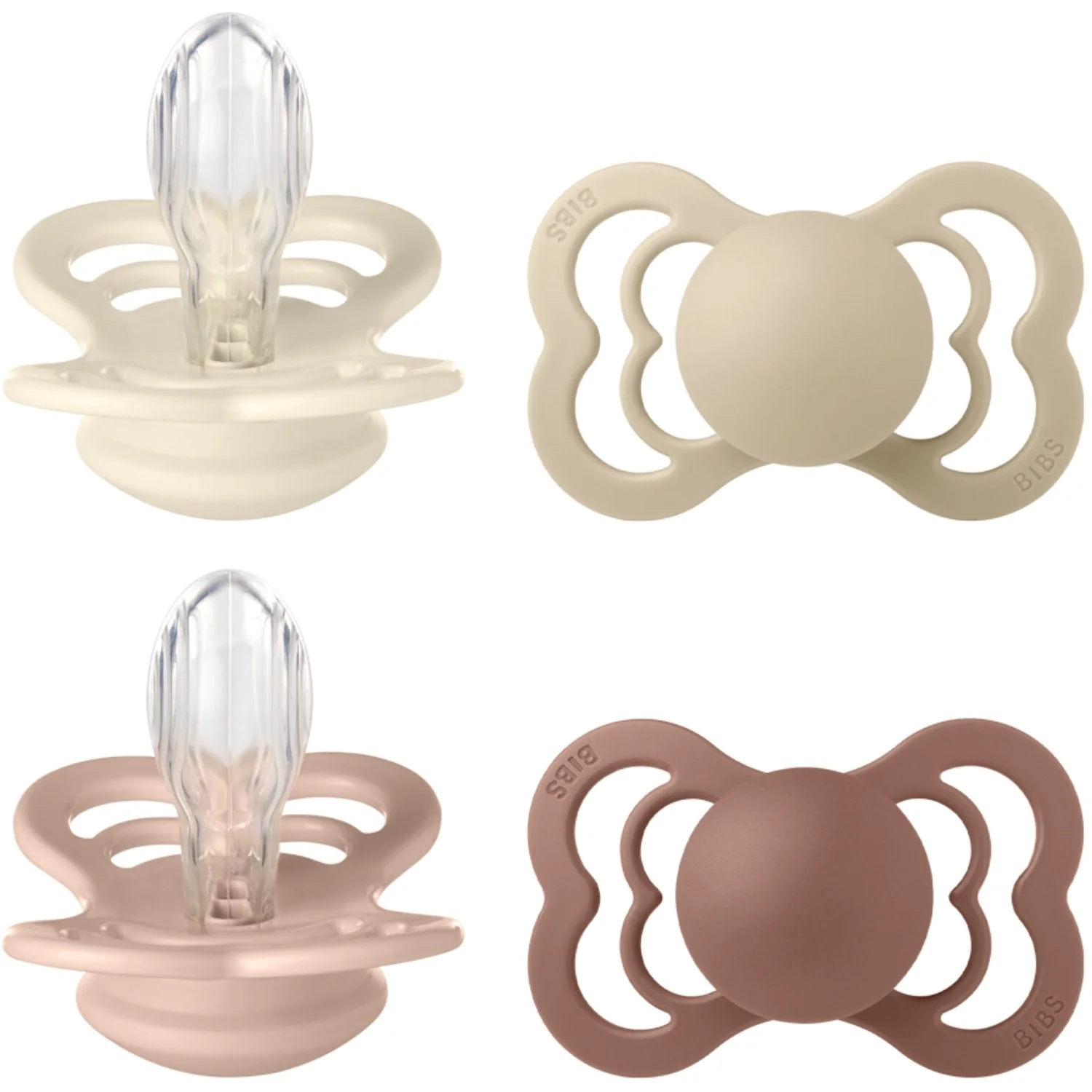 Bibs Ivory/Vanilla/Blush/Woodchuck Pacifier Supreme 4-Pack Silicone - Image 4
