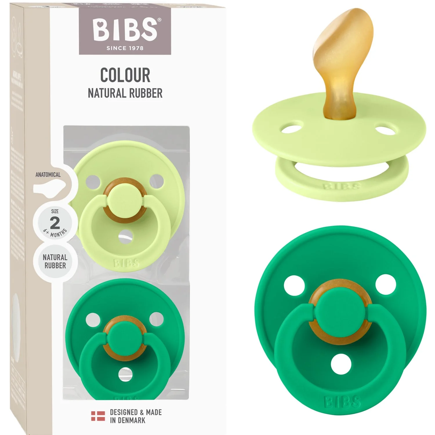 Bibs Matcha/Cactus Pacifier Colour 2-Pack Anatomical Latex - Image 5