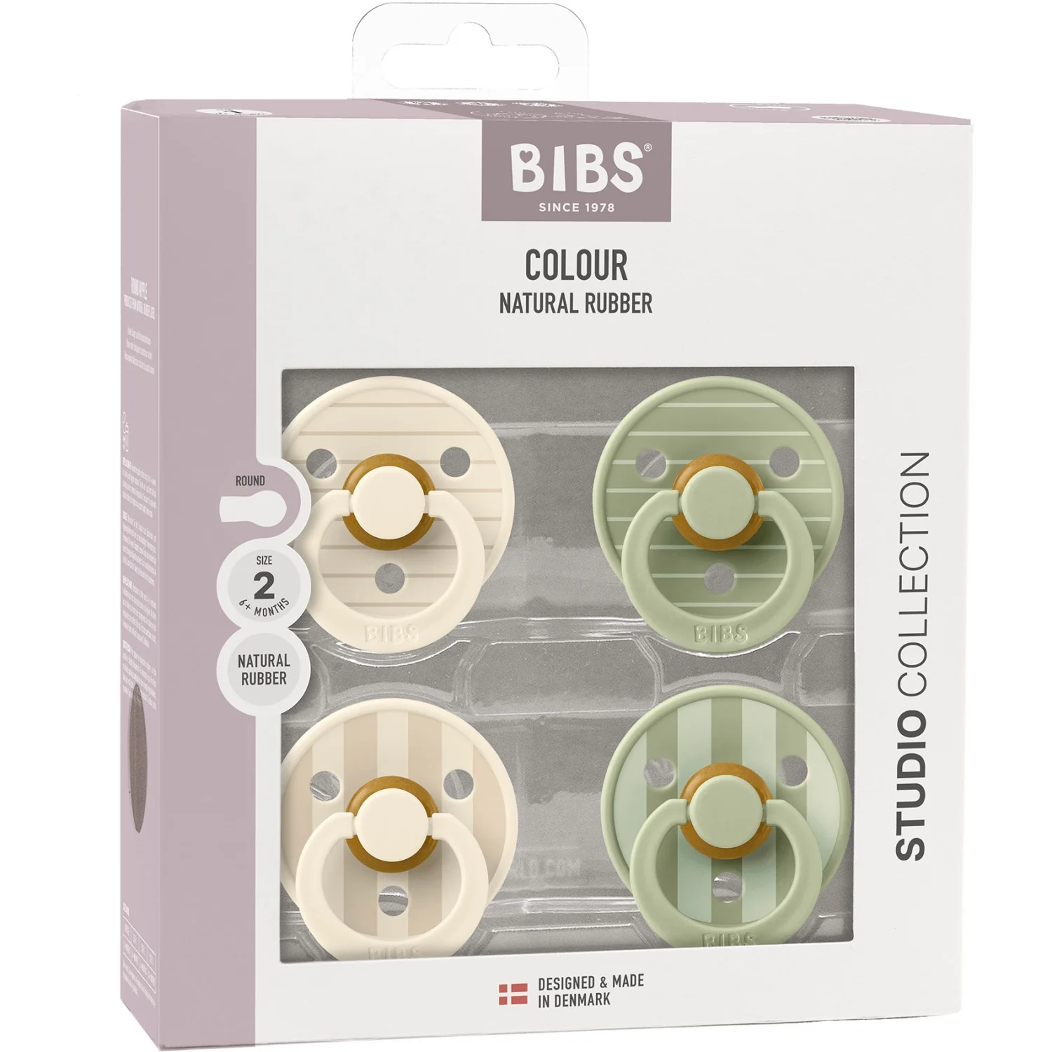 Bibs Pin Ivory Vanilla Mix/Pin Sage Mix Pacifier Studio Colour 4-Pack Latex - Image 3