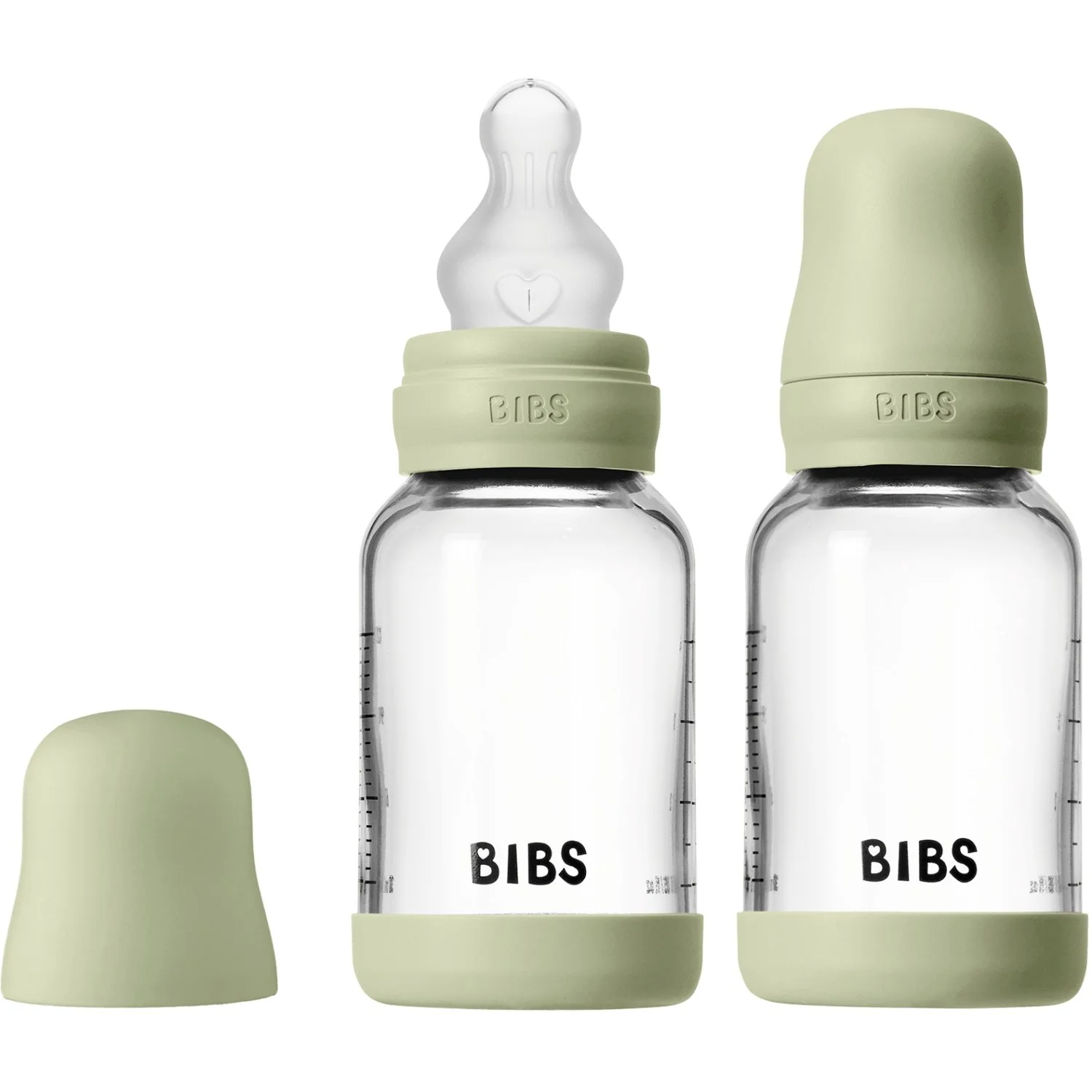 Bibs Sage Glass Baby Bottle Round Silicone 2-Pack 120 Ml Slow Flow - Image 2