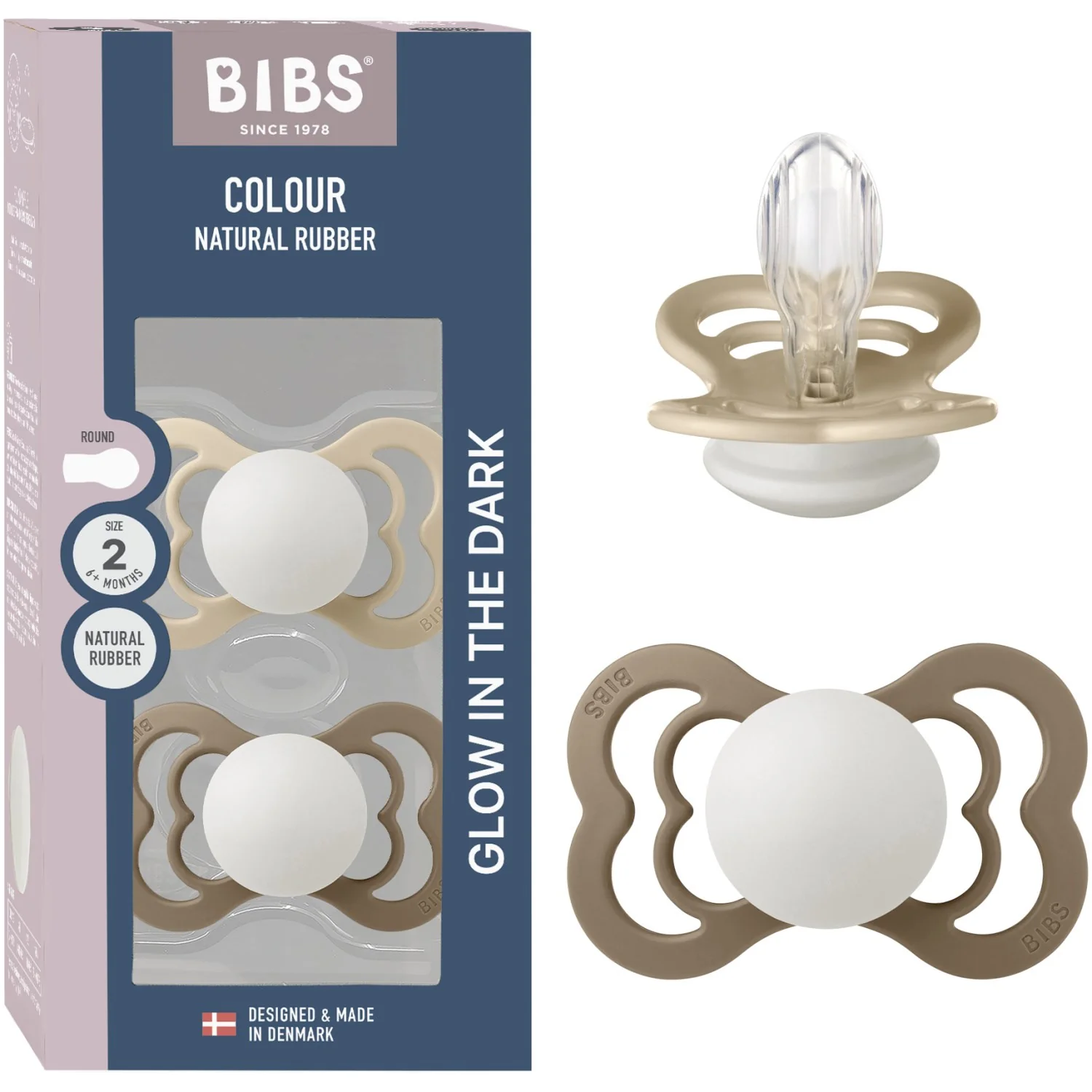 Bibs Vanilla Glow/Dark Oak Glow Pacifier Supreme 2-Pack Silicone - Image 5