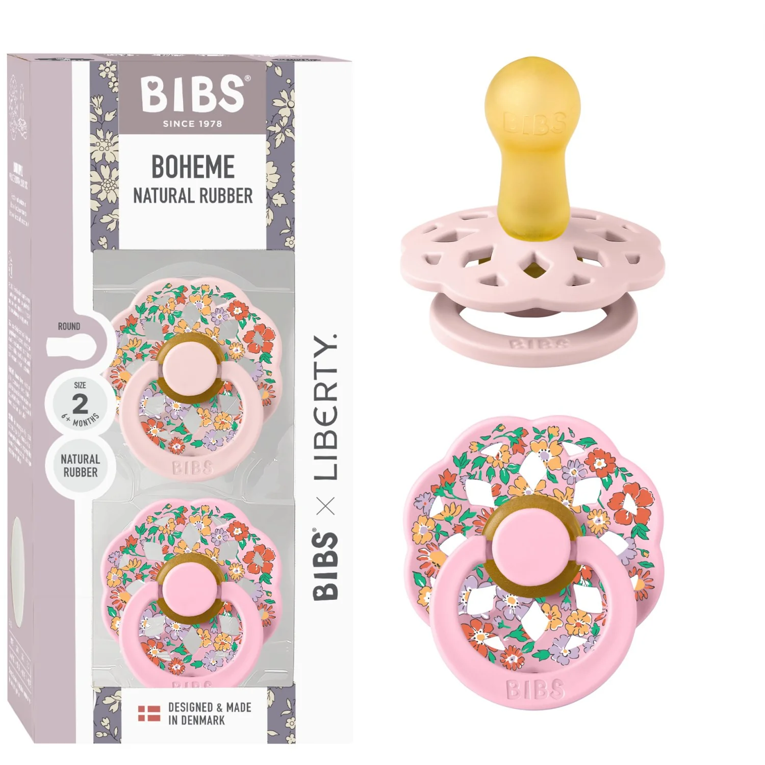 Bibs X Liberty Blossom Mix Pacifier Boheme 2-Pack Oscar Meadow Latex - Image 5