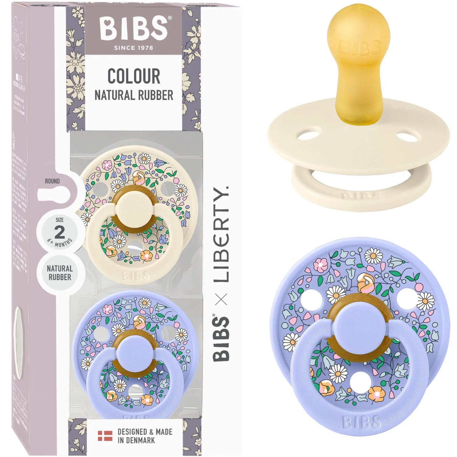 Bibs X Liberty Ivory Mix Pacifier Colour 2-Pack Chloe Meadow Latex - Image 5
