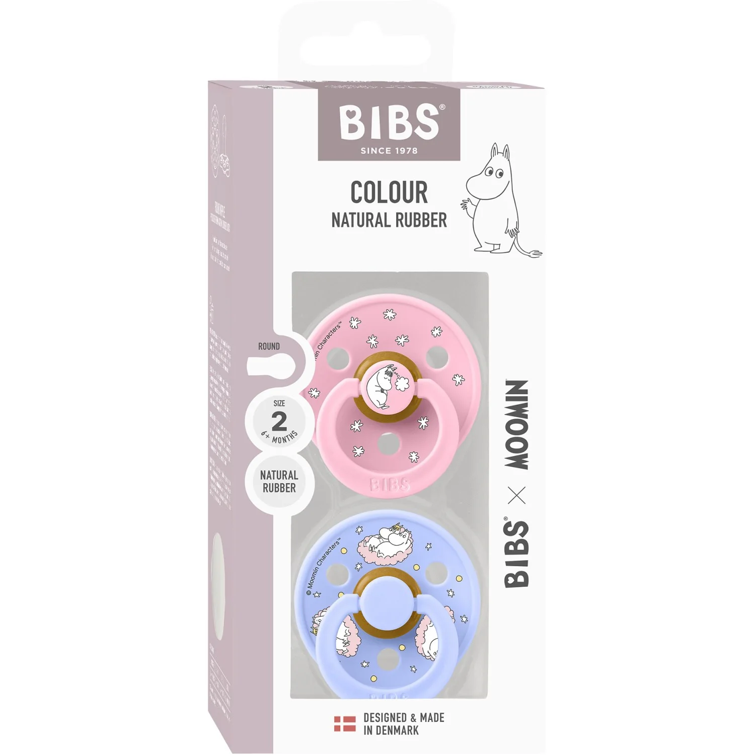 Bibs X Moomin Baby Pink Mix Pacifier Colour 2-Pack Dreaming Latex - Image 12