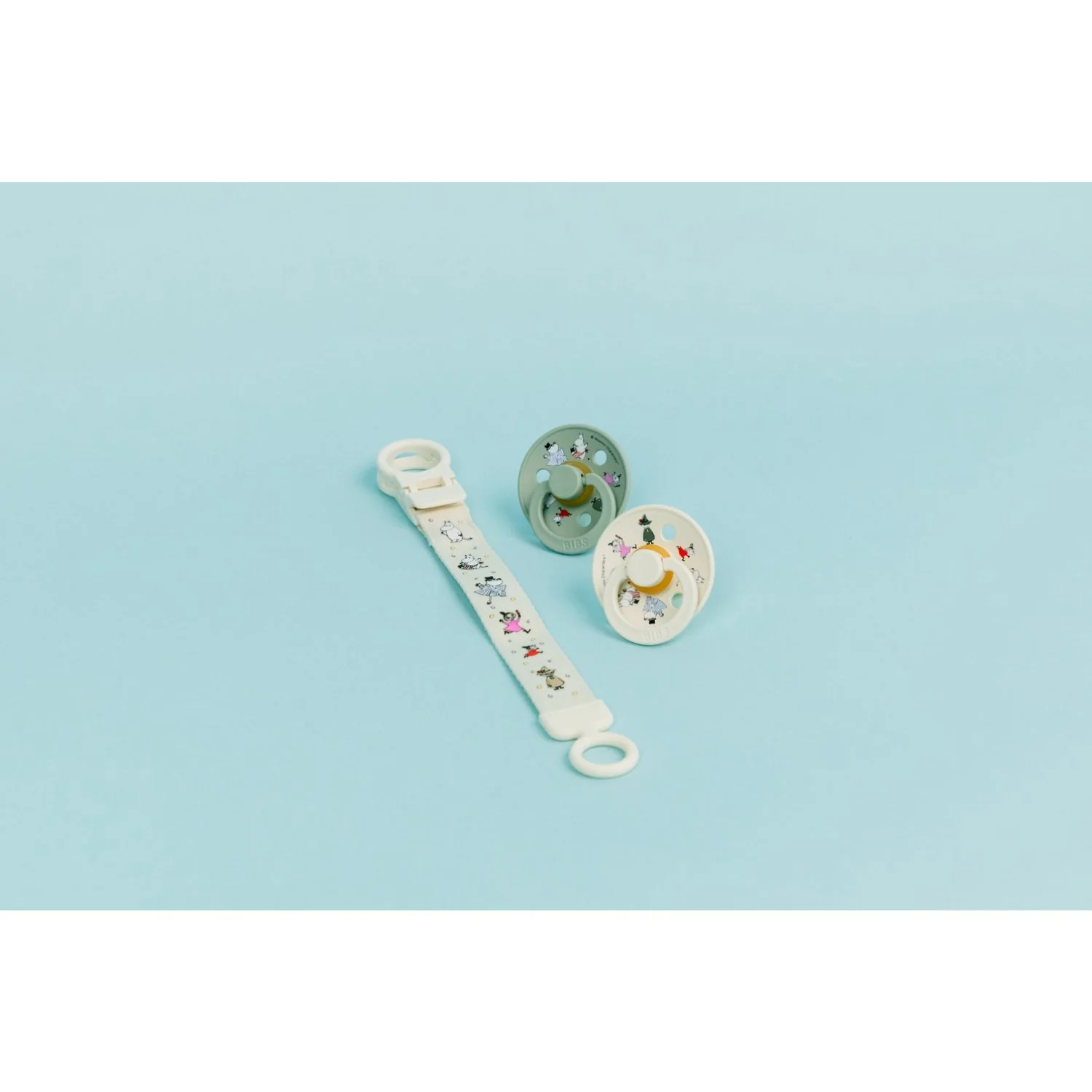 Bibs X Moomin Ivory/sage Colour Pacifier & Loop Clip Gift Set Latex - Image 7