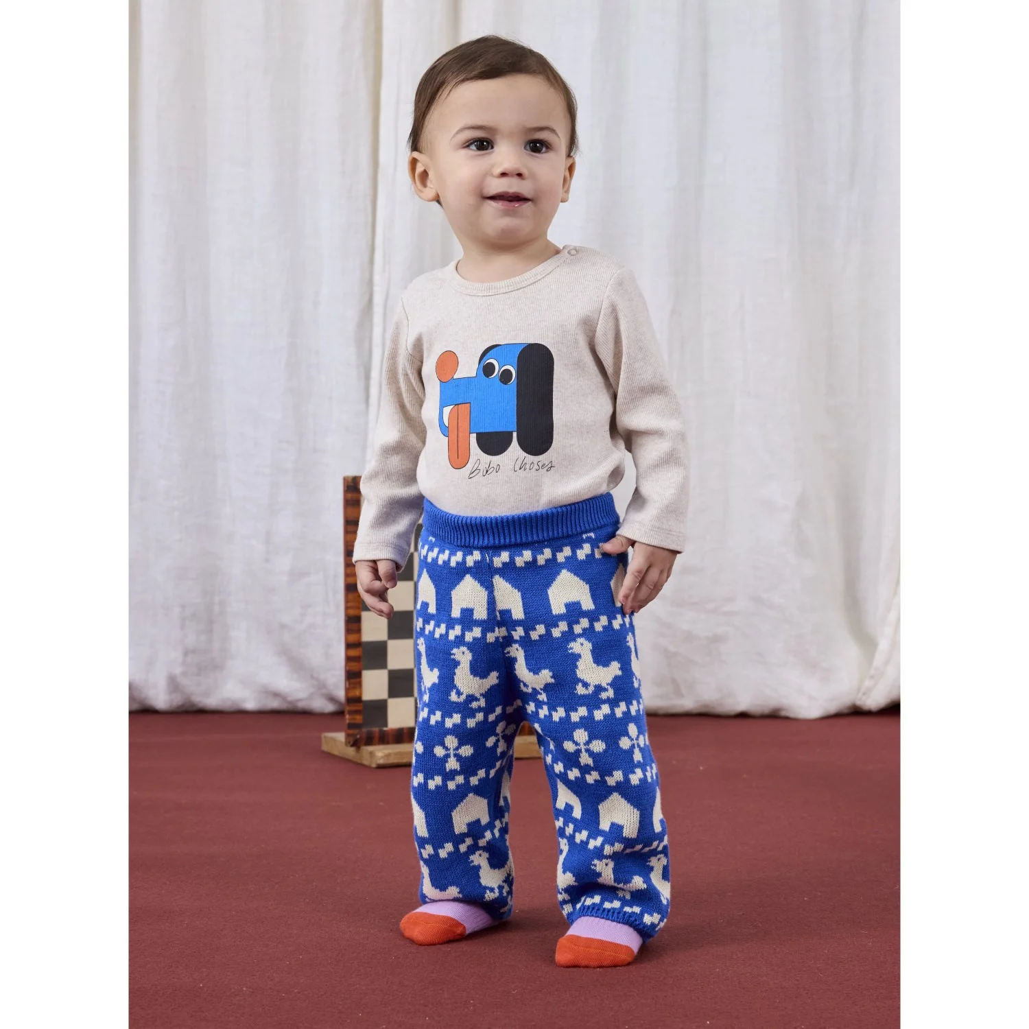 Bobo Choses Blue Farm All Over Knitted Pants - Image 3