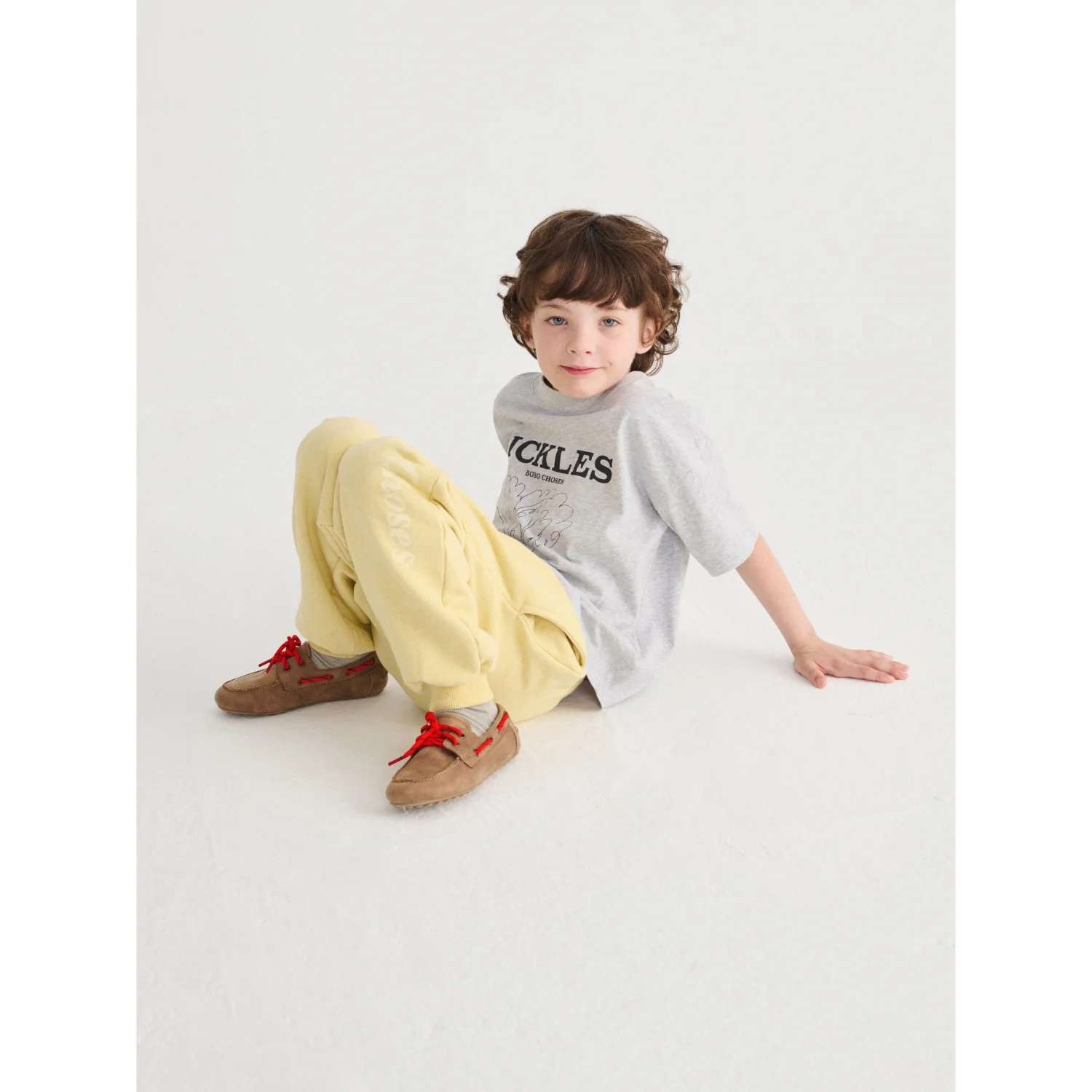 Bobo Choses Heather Grey Bunch Of Vegetables T-Shirt - Image 4