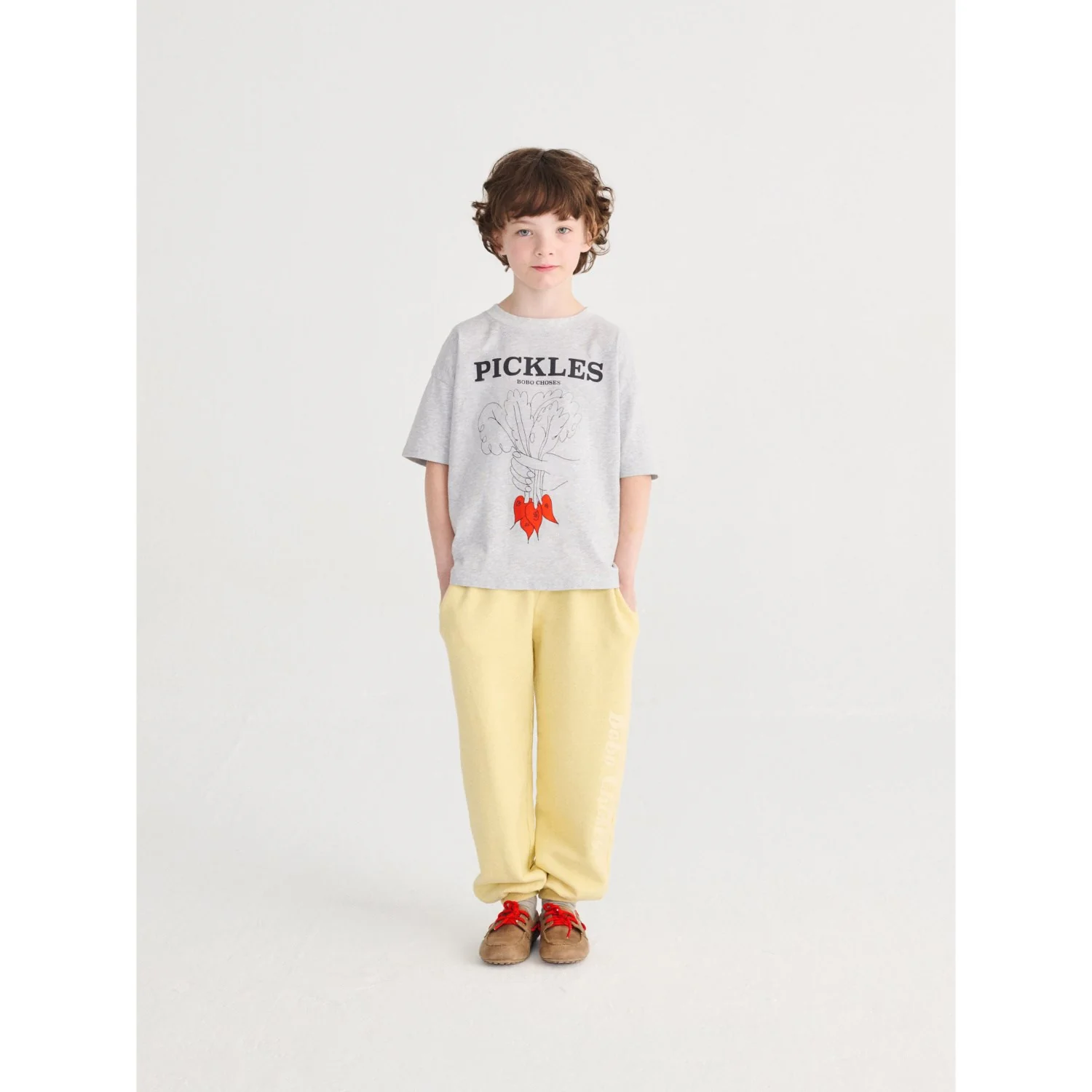 Bobo Choses Heather Grey Bunch Of Vegetables T-Shirt - Image 5