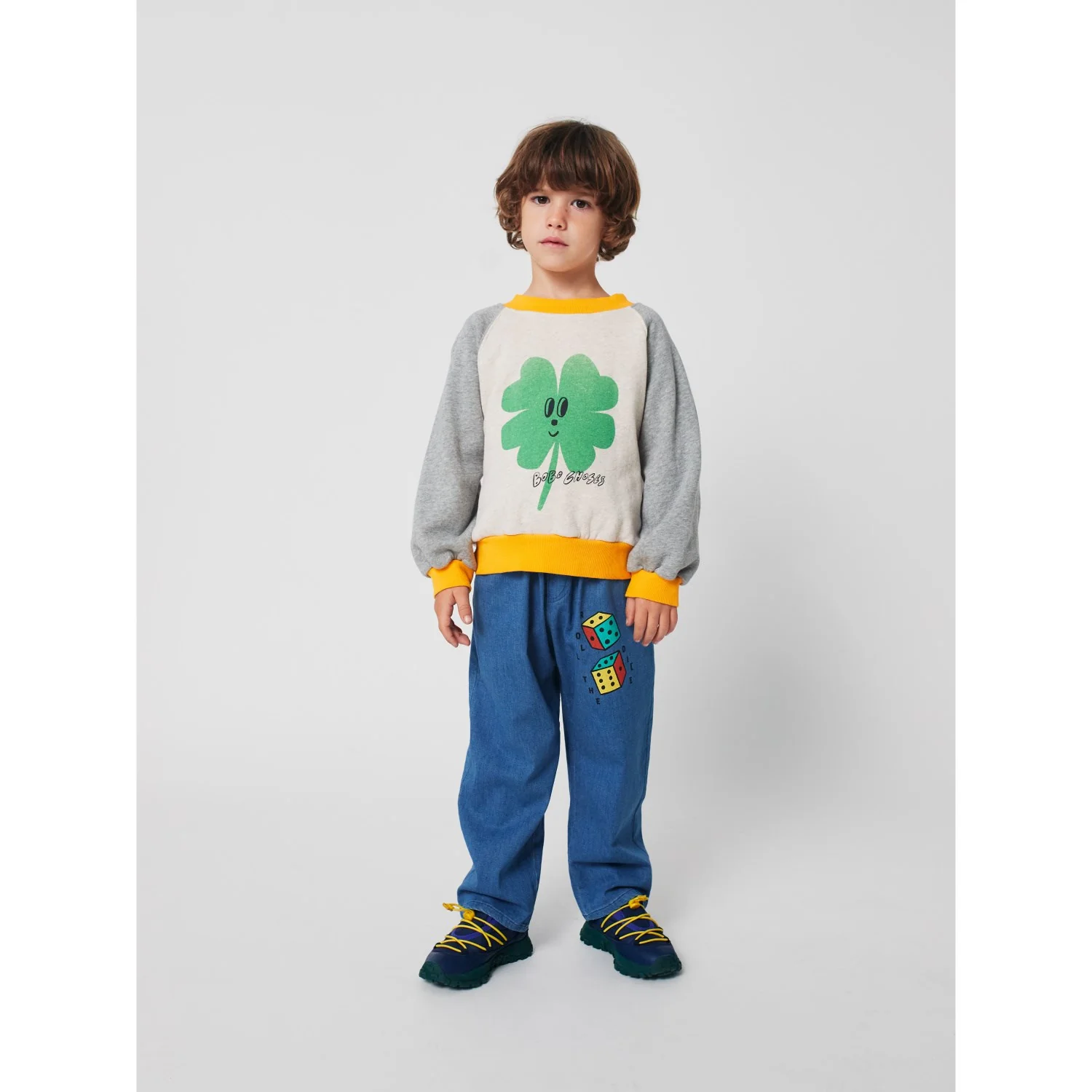 Bobo Choses Heather Grey Lucky Clover Ranglan Sweatshirt - Image 8