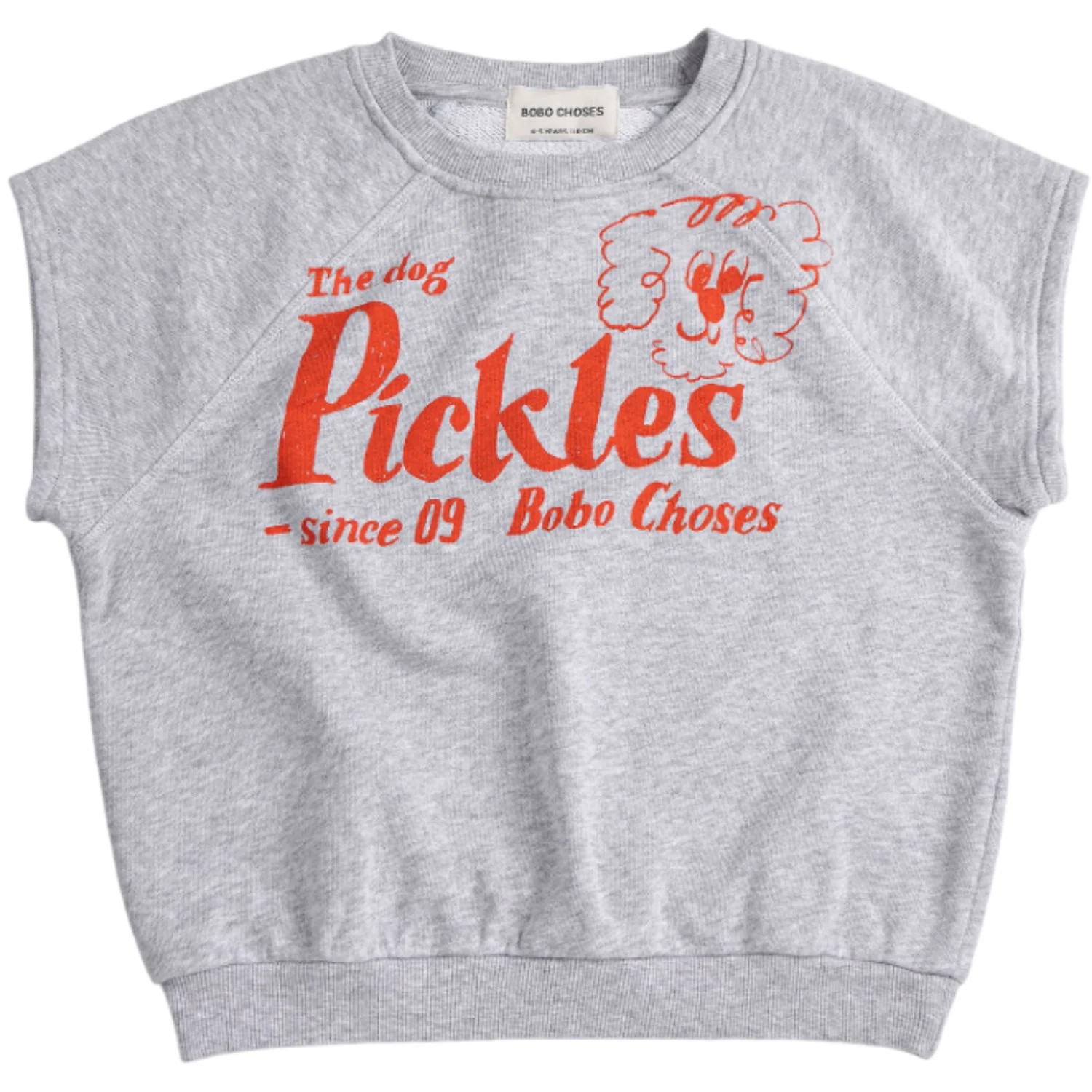 Bobo Choses Heather Grey Pickles The Dog Sleeveless Sweatshirt
