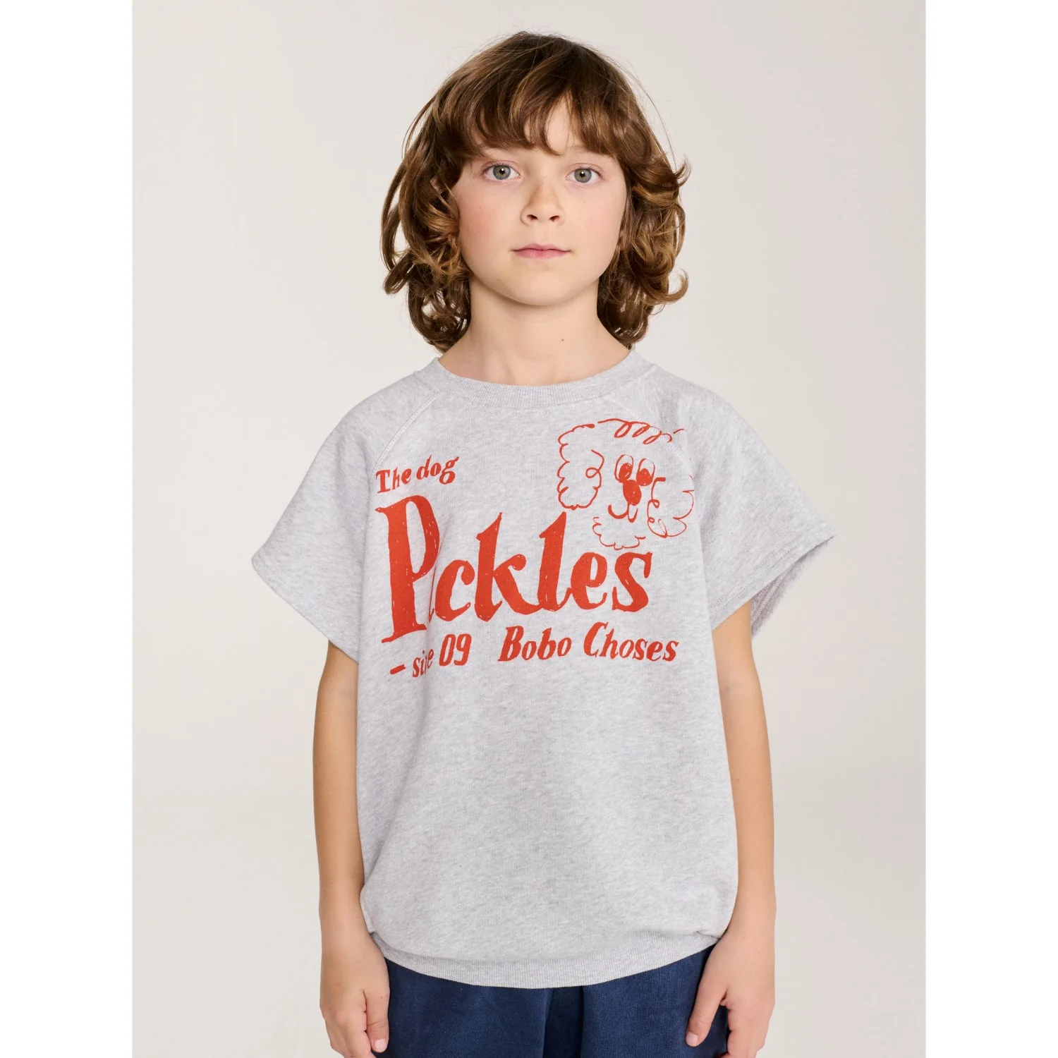 Bobo Choses Heather Grey Pickles The Dog Sleeveless Sweatshirt - Image 2