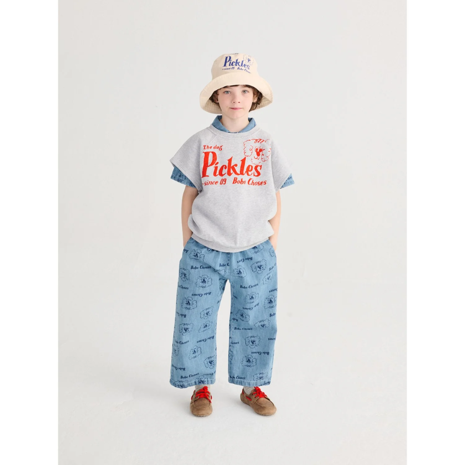 Bobo Choses Heather Grey Pickles The Dog Sleeveless Sweatshirt - Image 3