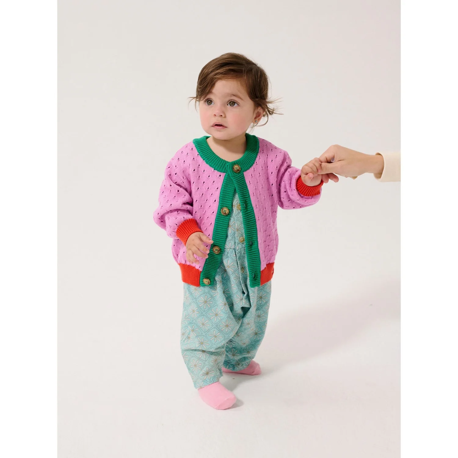 Bobo Choses Multicolor Color Block Open Work Cardigan - Image 3
