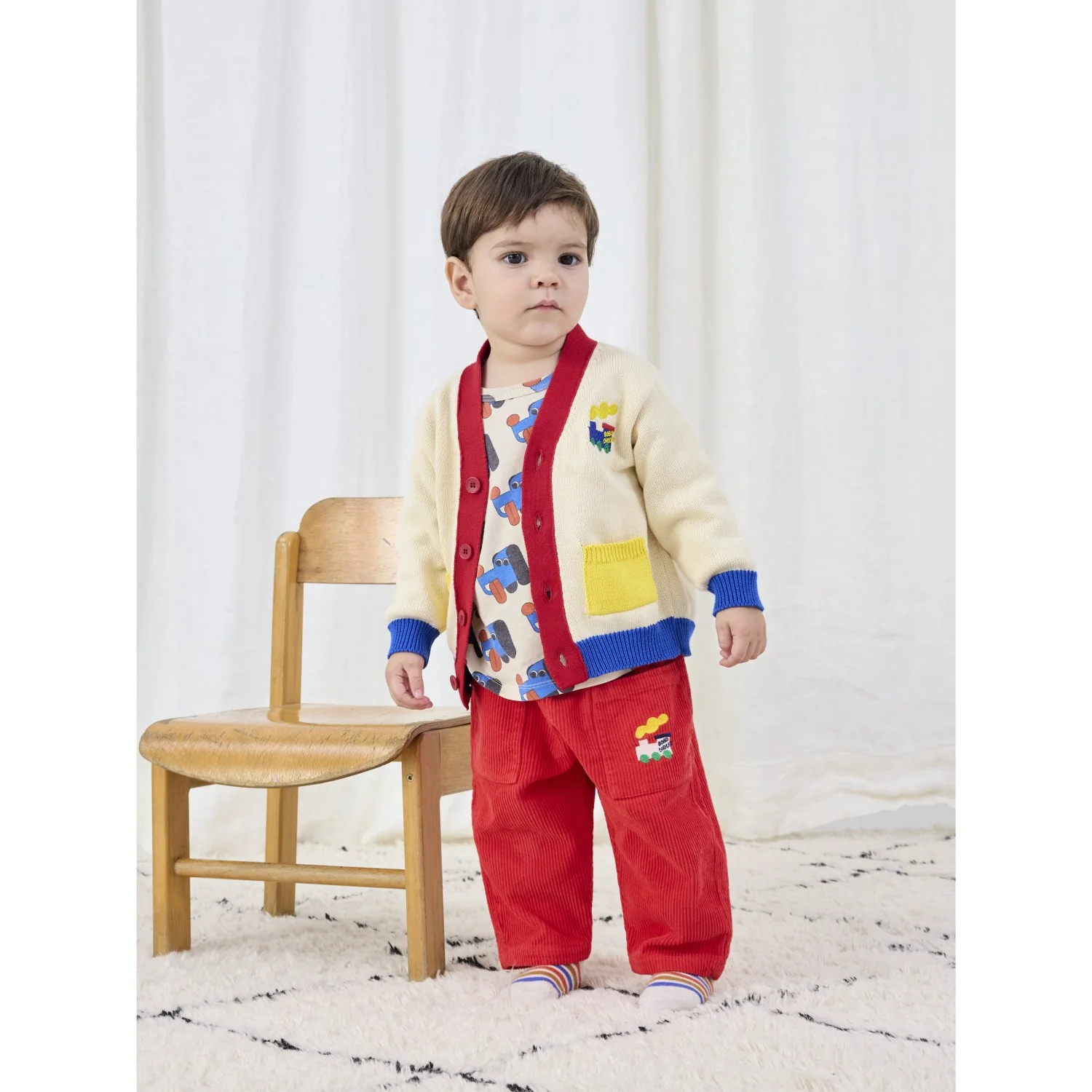 Bobo Choses Offwhite Bobo Choo Choo Color Block Cardigan - Image 3