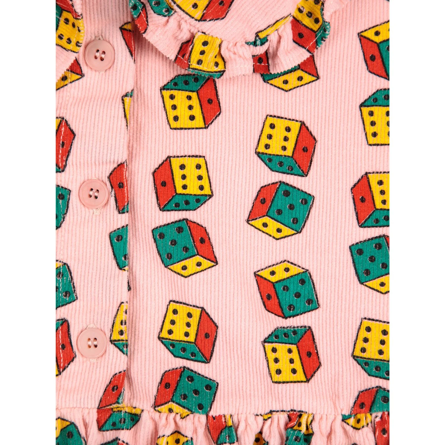 Bobo Choses Pink Dices All Over Micro Corduroy Dress - Image 3