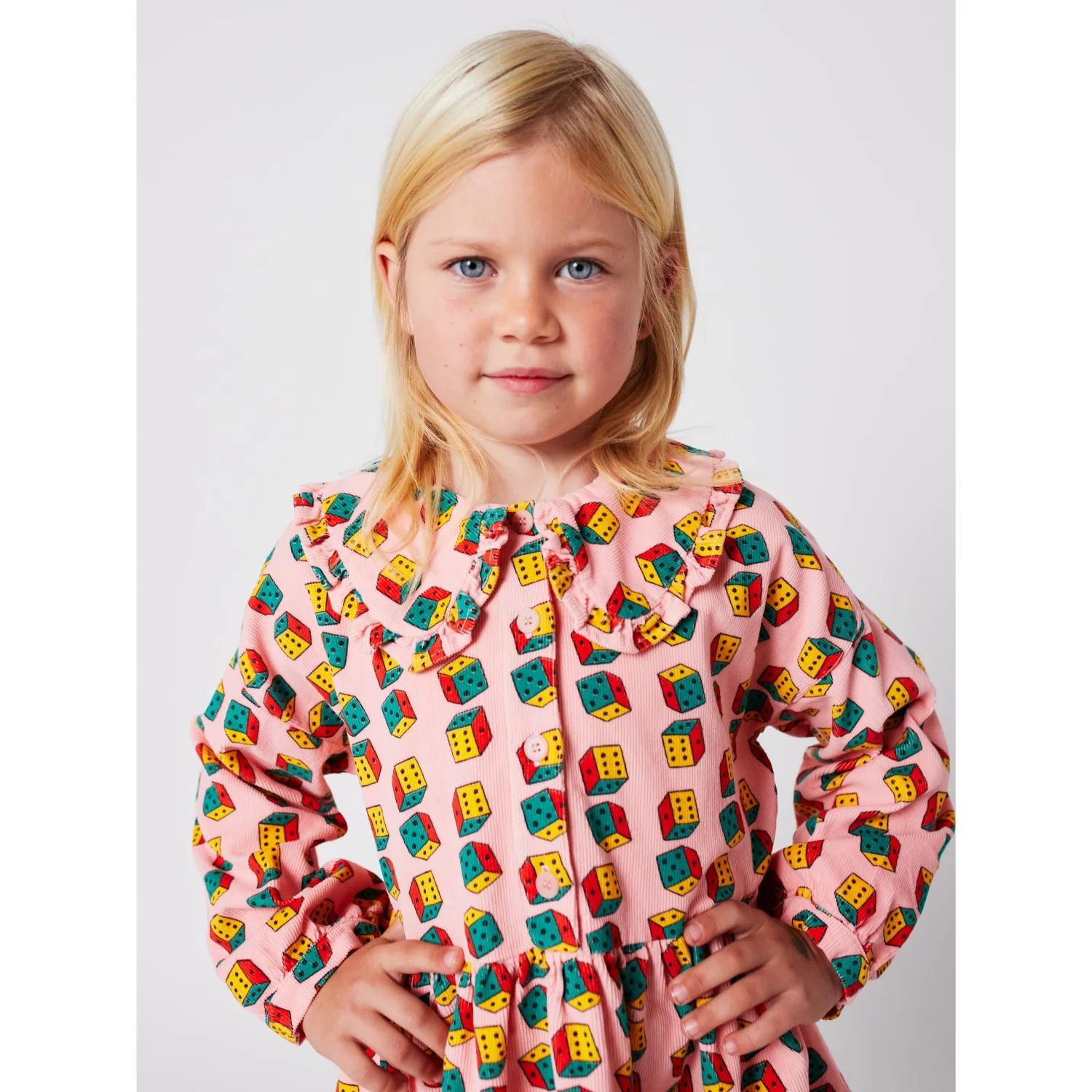 Bobo Choses Pink Dices All Over Micro Corduroy Dress - Image 5