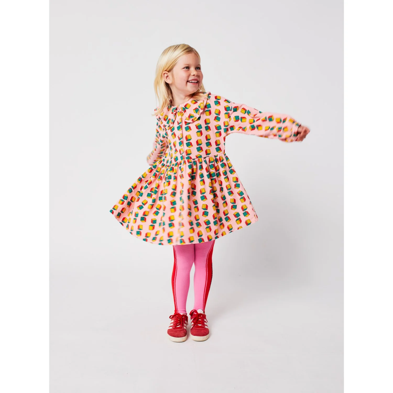 Bobo Choses Pink Dices All Over Micro Corduroy Dress - Image 6