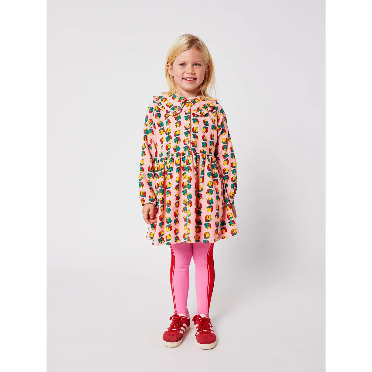 Bobo Choses Pink Dices All Over Micro Corduroy Dress - Image 8