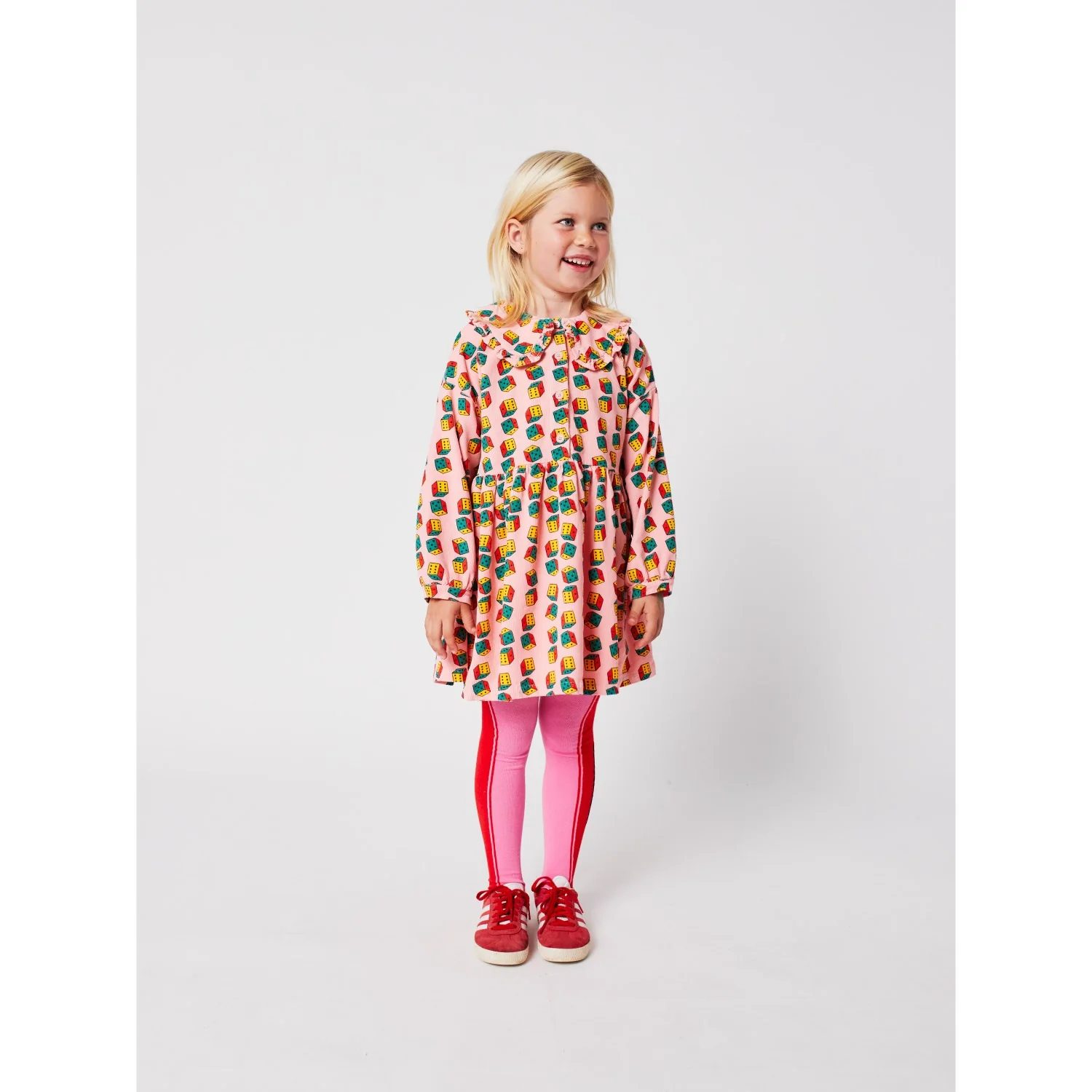 Bobo Choses Pink Dices All Over Micro Corduroy Dress - Image 9