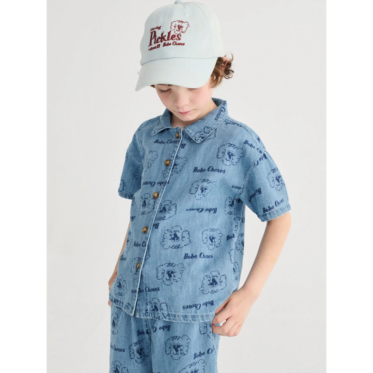 Bobo Choses Prussian Blue Pickle The Dog All Over Denim Shirt - Image 2