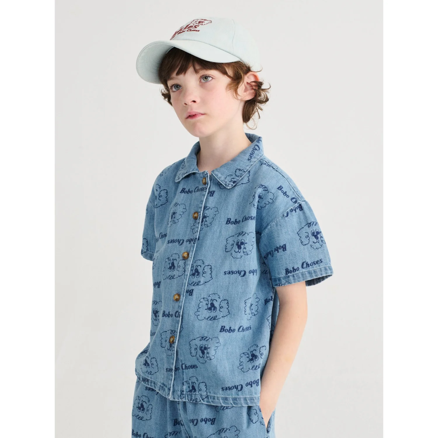 Bobo Choses Prussian Blue Pickle The Dog All Over Denim Shirt - Image 4