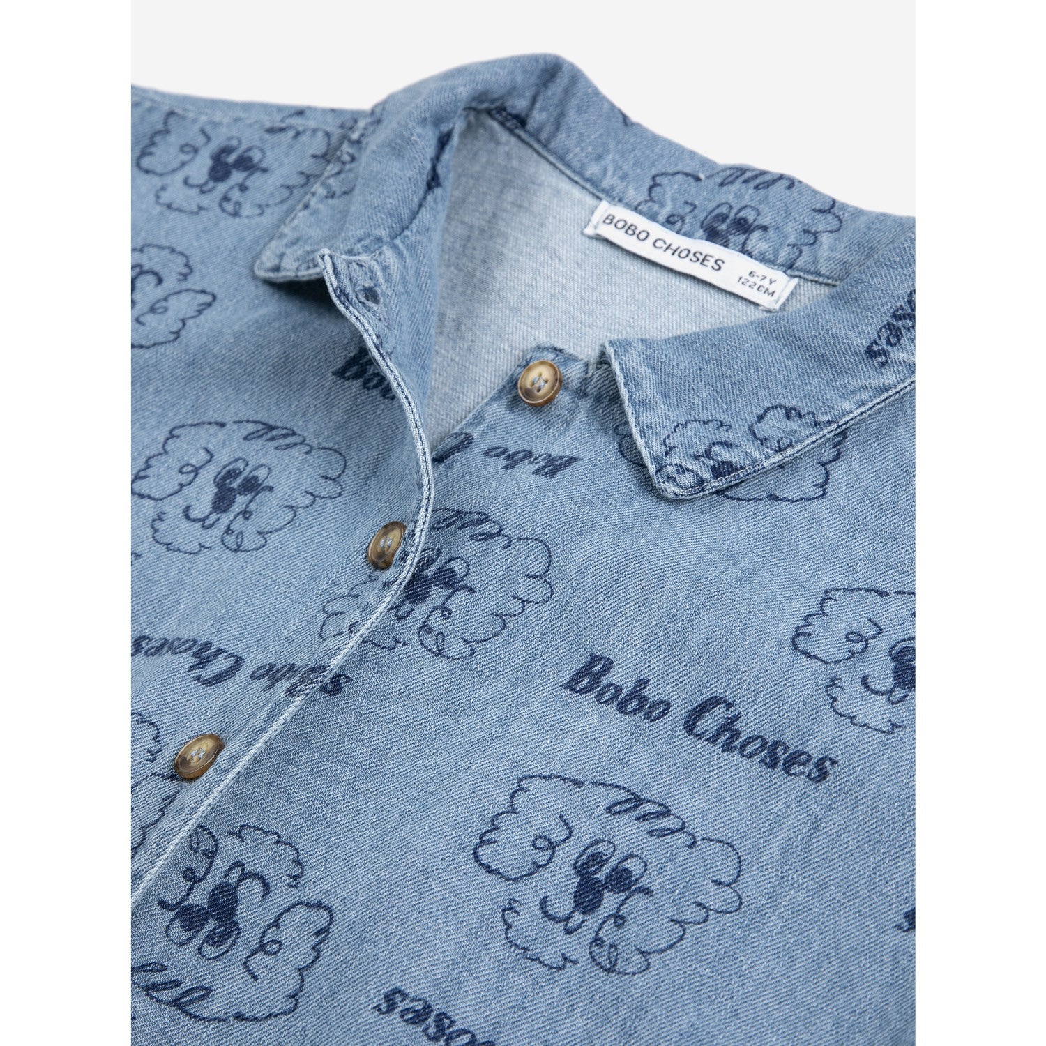 Bobo Choses Prussian Blue Pickle The Dog All Over Denim Shirt - Image 6