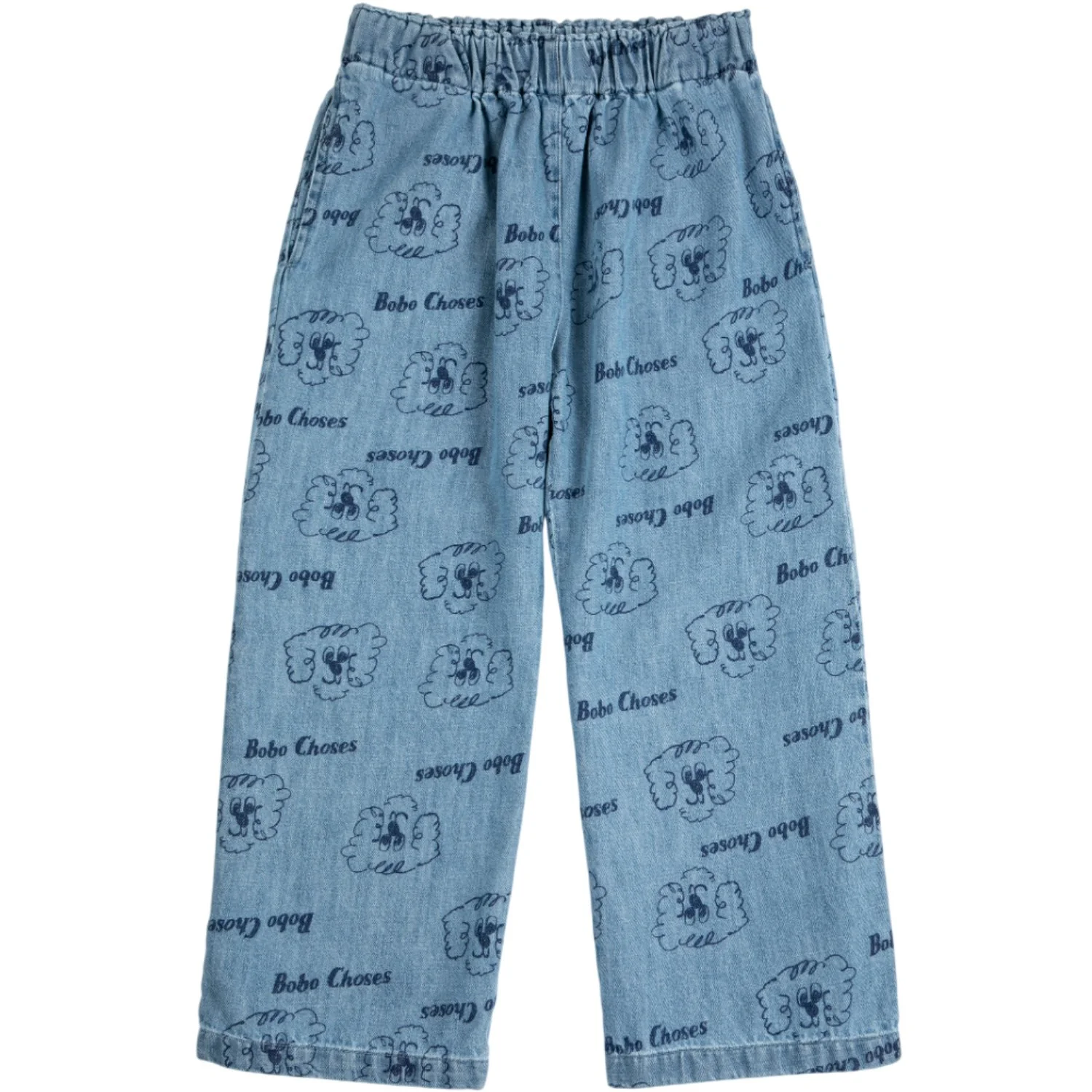 Bobo Choses Prussian Blue Pickles The Dog All Over Light Denim Pants