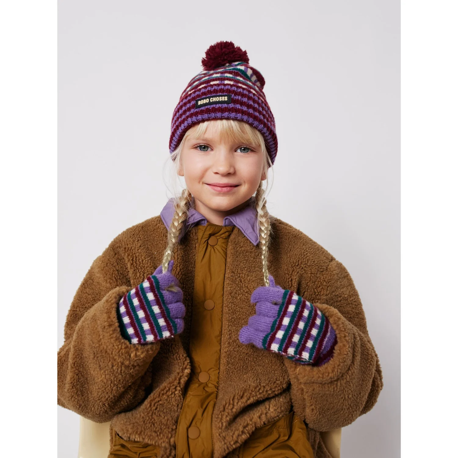 Bobo Choses Purple Jacquard Long Gloves - Image 2