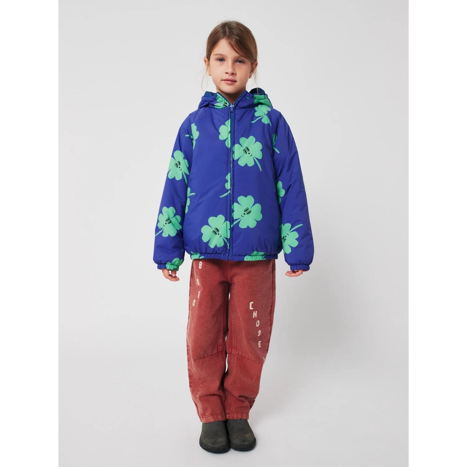 Bobo Choses Purple Lucky Clover All Over Reversible Anorak - Image 2