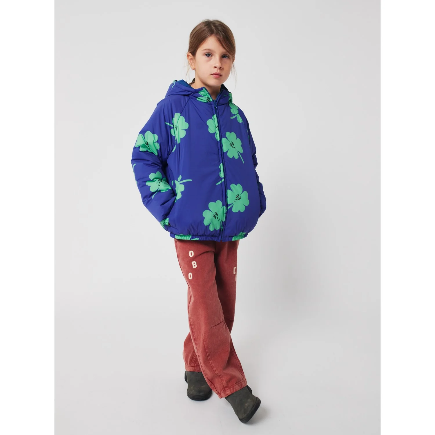 Bobo Choses Purple Lucky Clover All Over Reversible Anorak - Image 5