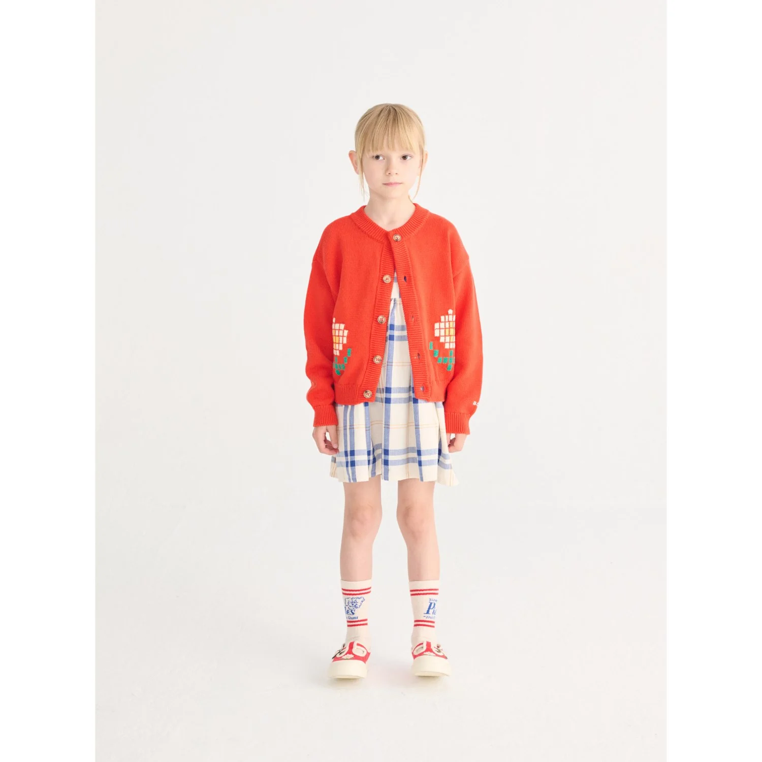 Bobo Choses Red Pixel Daisy Cardigan - Image 4