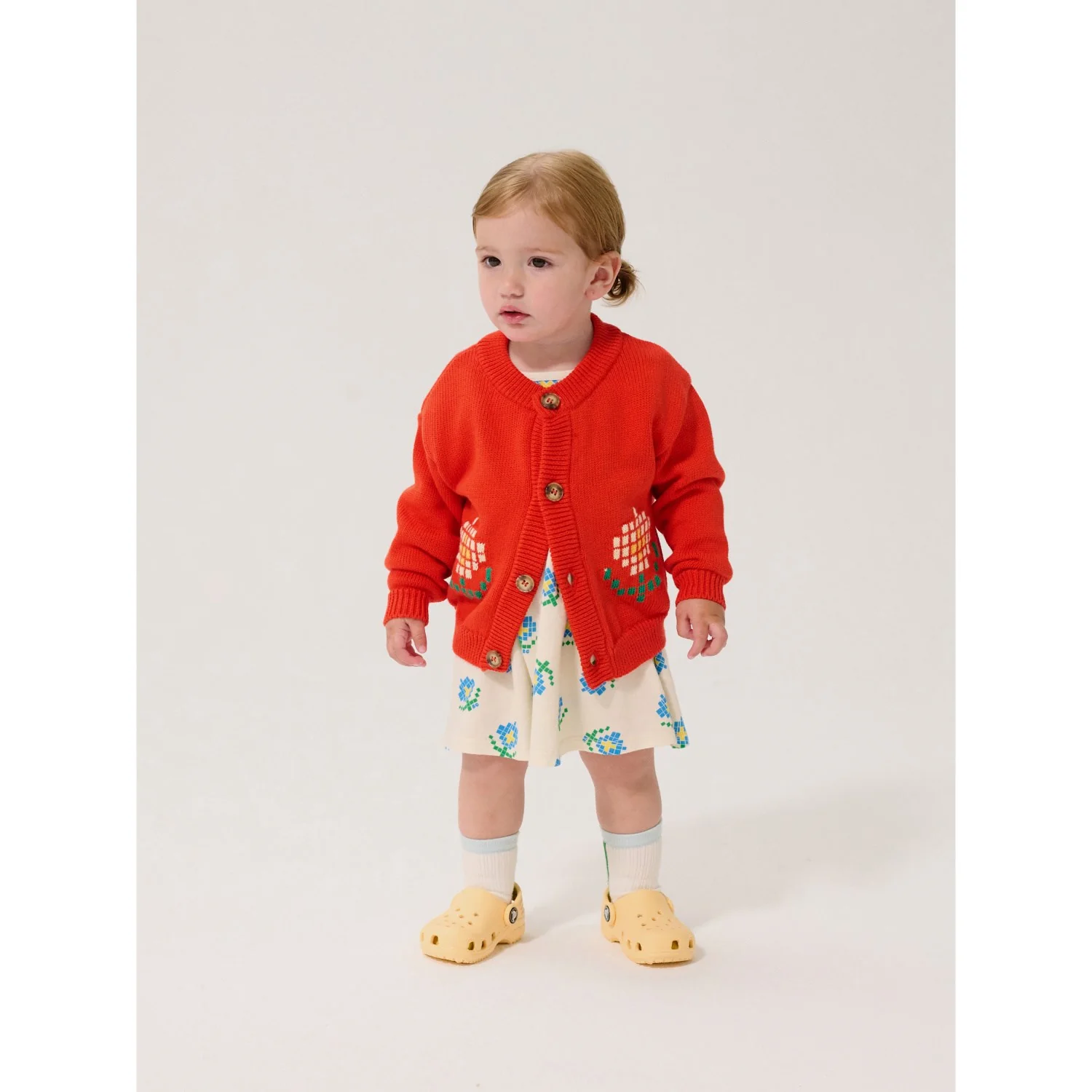 Bobo Choses Red Pixel Daisy Cardigan - Image 2