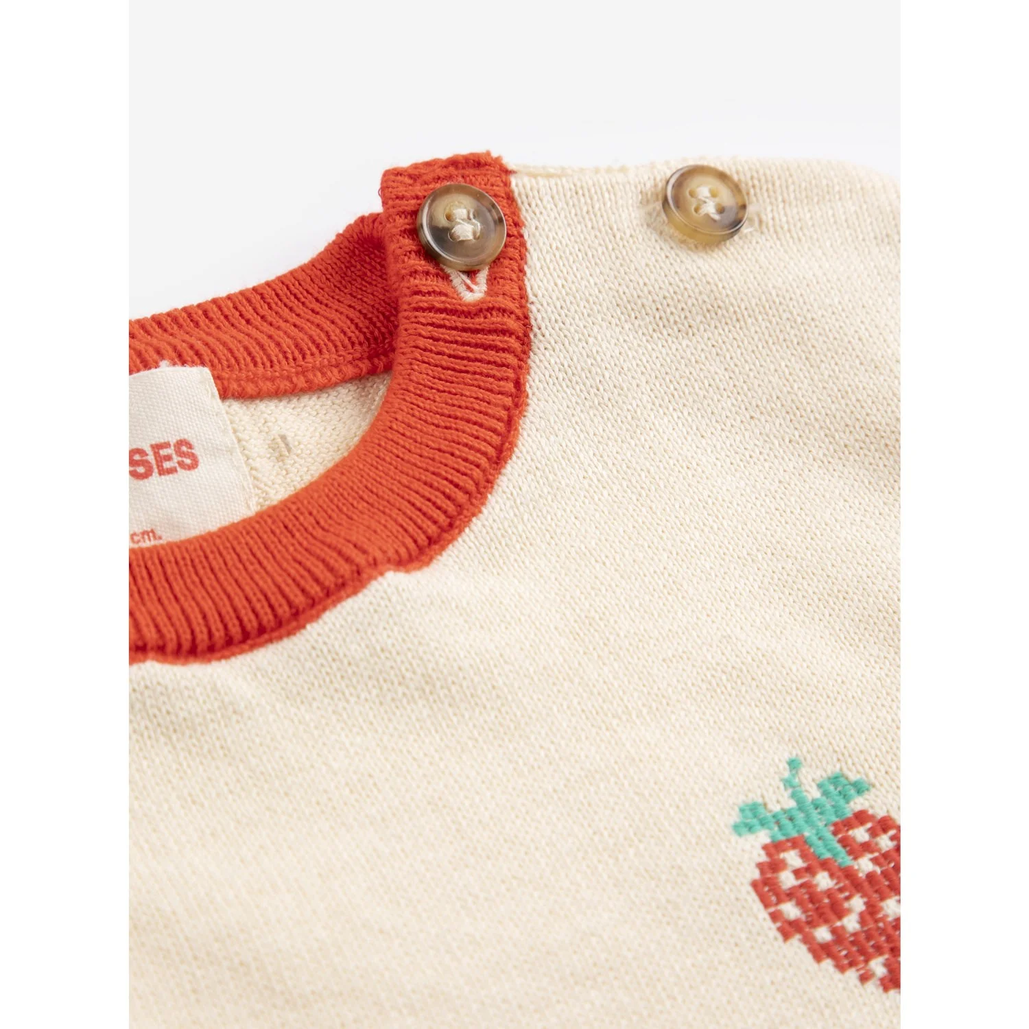 Bobo Choses White Pixel Strawberry Knitted T-Shirt - Image 3