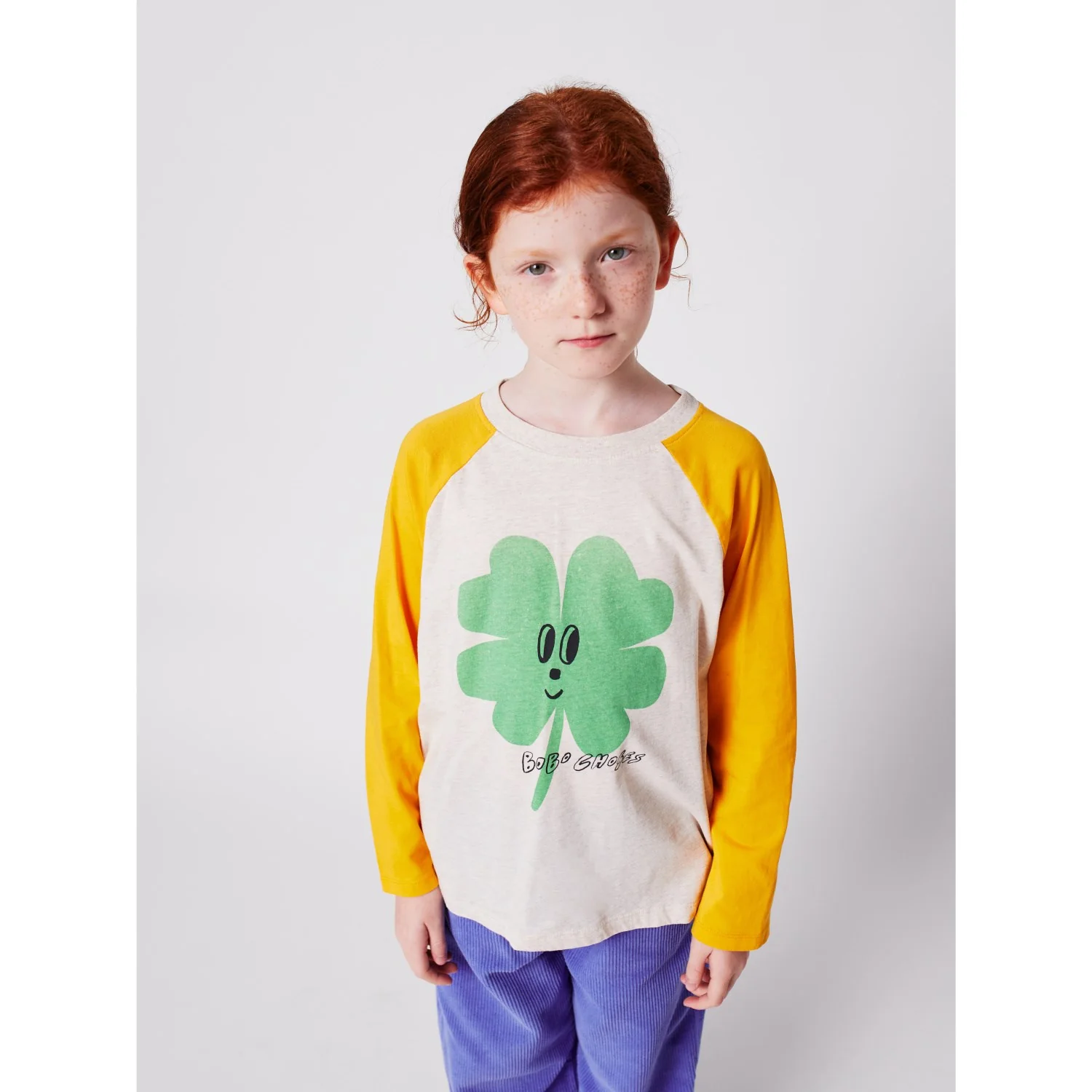 Bobo Choses Yellow Lucky Clover Ranglan Sleeves T-Shirt - Image 3
