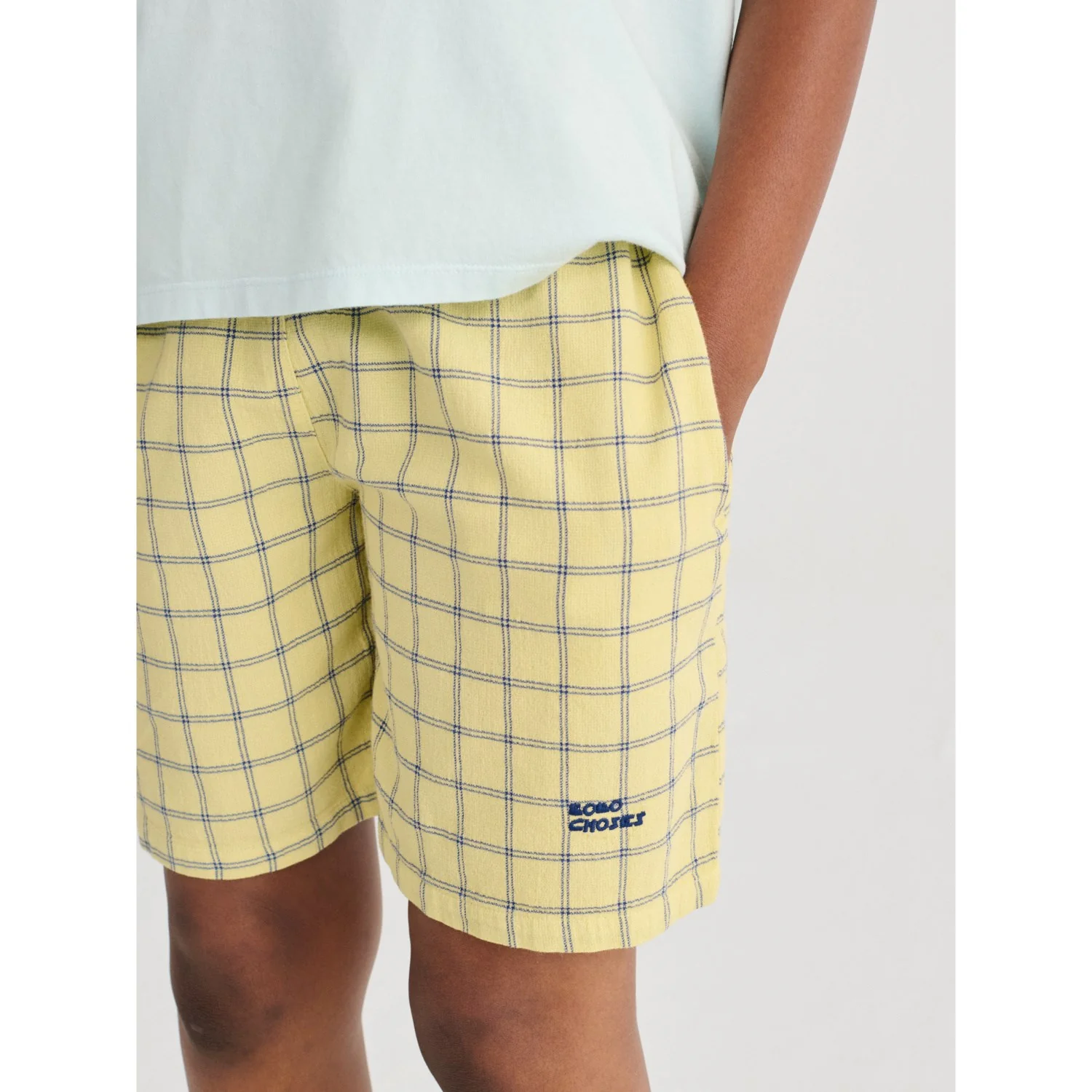 Bobo Choses Yellow Spicy Window Pane Woven Bermuda Shorts - Image 2