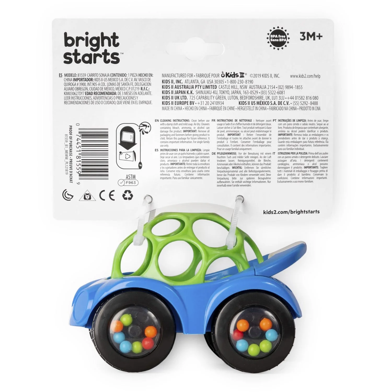 Bright Starts Blue Toy Car Rattle & Roll Buggie™ - Image 8