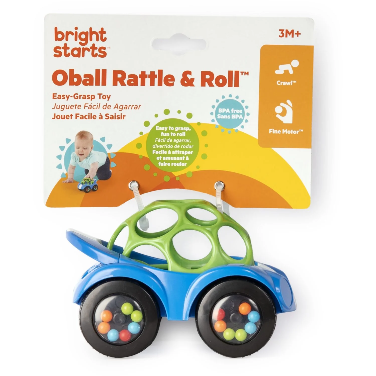 Bright Starts Blue Toy Car Rattle & Roll Buggie™ - Image 9