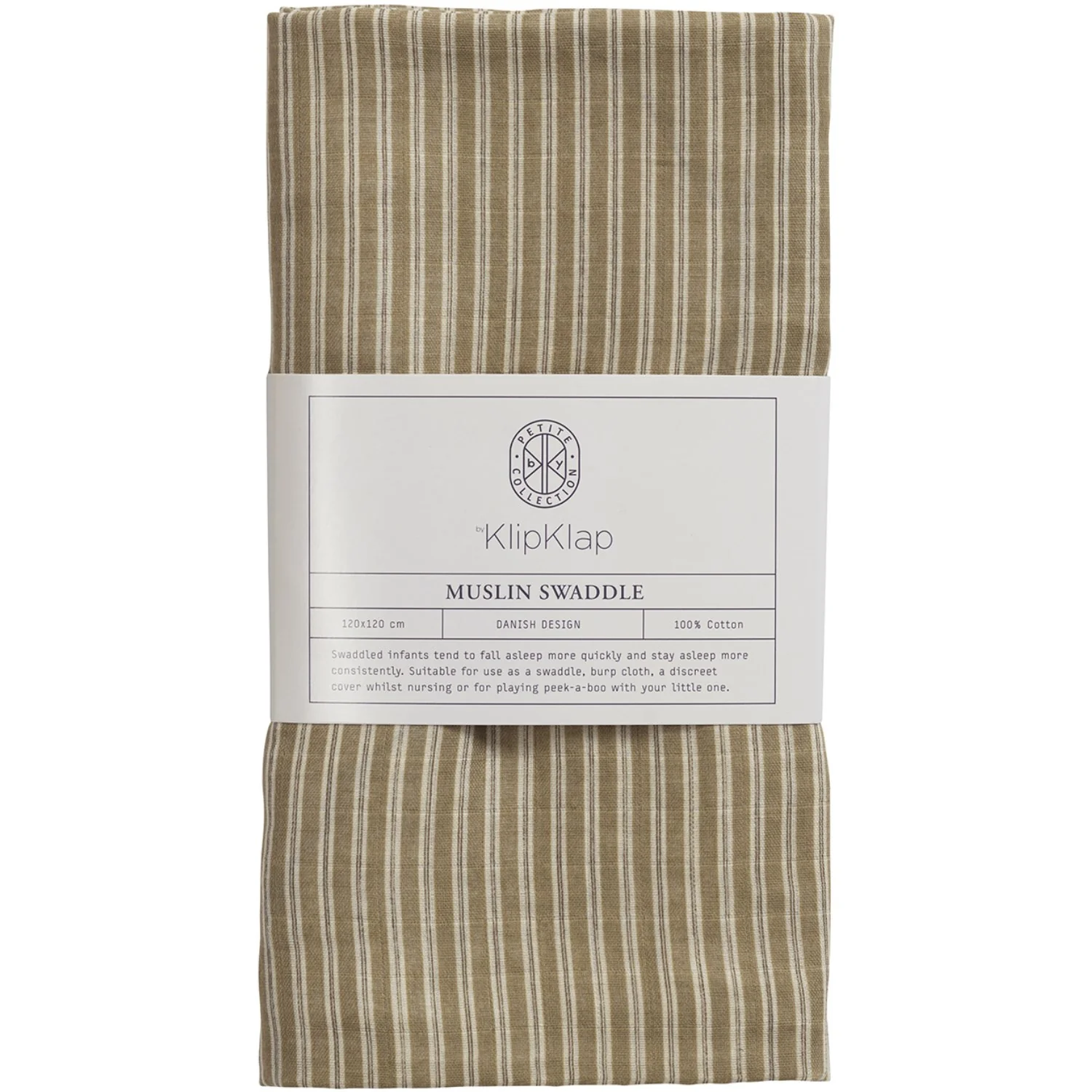 by KlipKlap Latte Alfred Stripe Swaddle