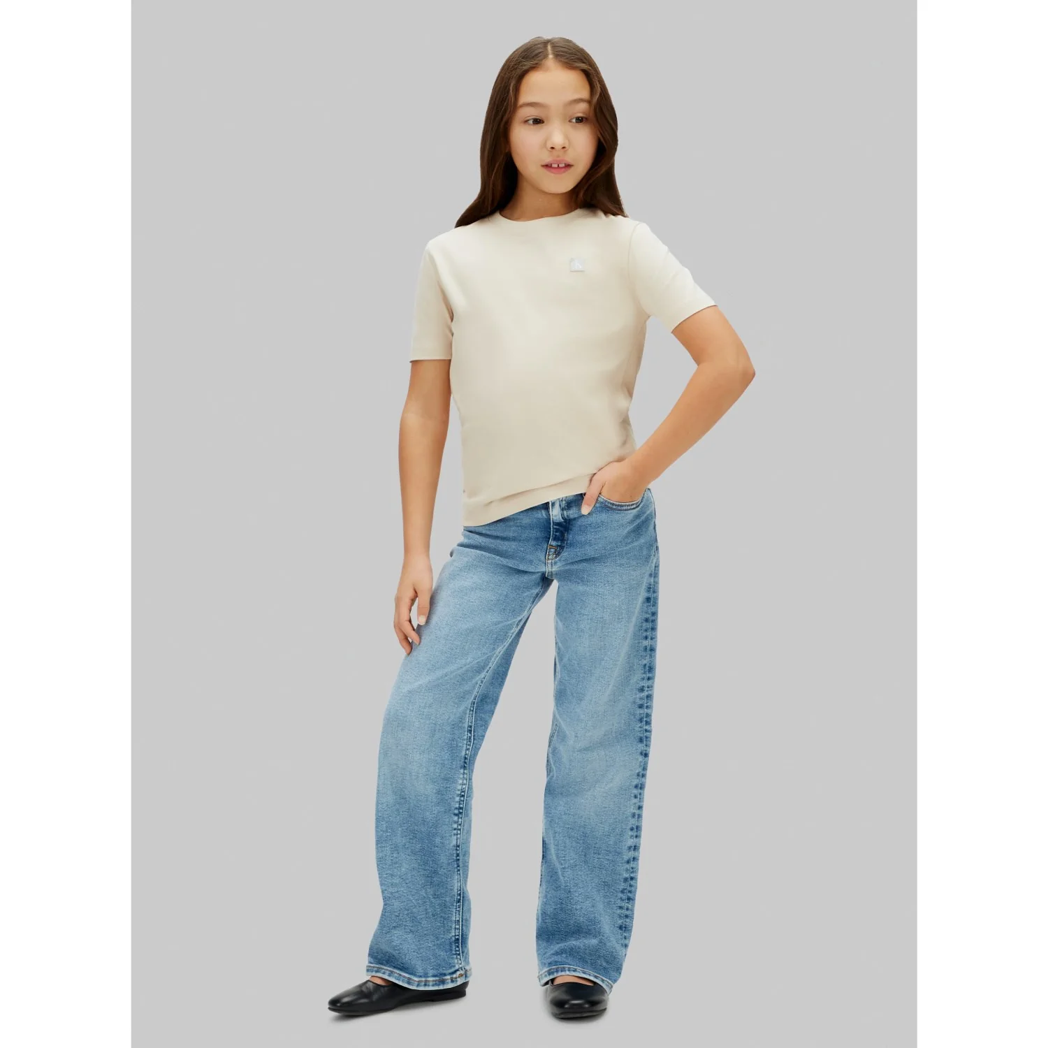Calvin Klein Oatmeal Mono Mini Badge Reg T-Shirt - Image 3