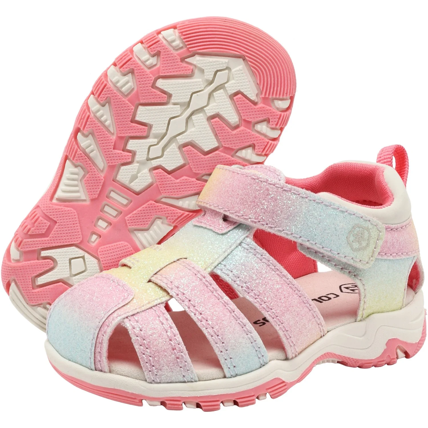 Color Kids Pink Lemonade Baby Sandals W. Velcro Strap - Image 3