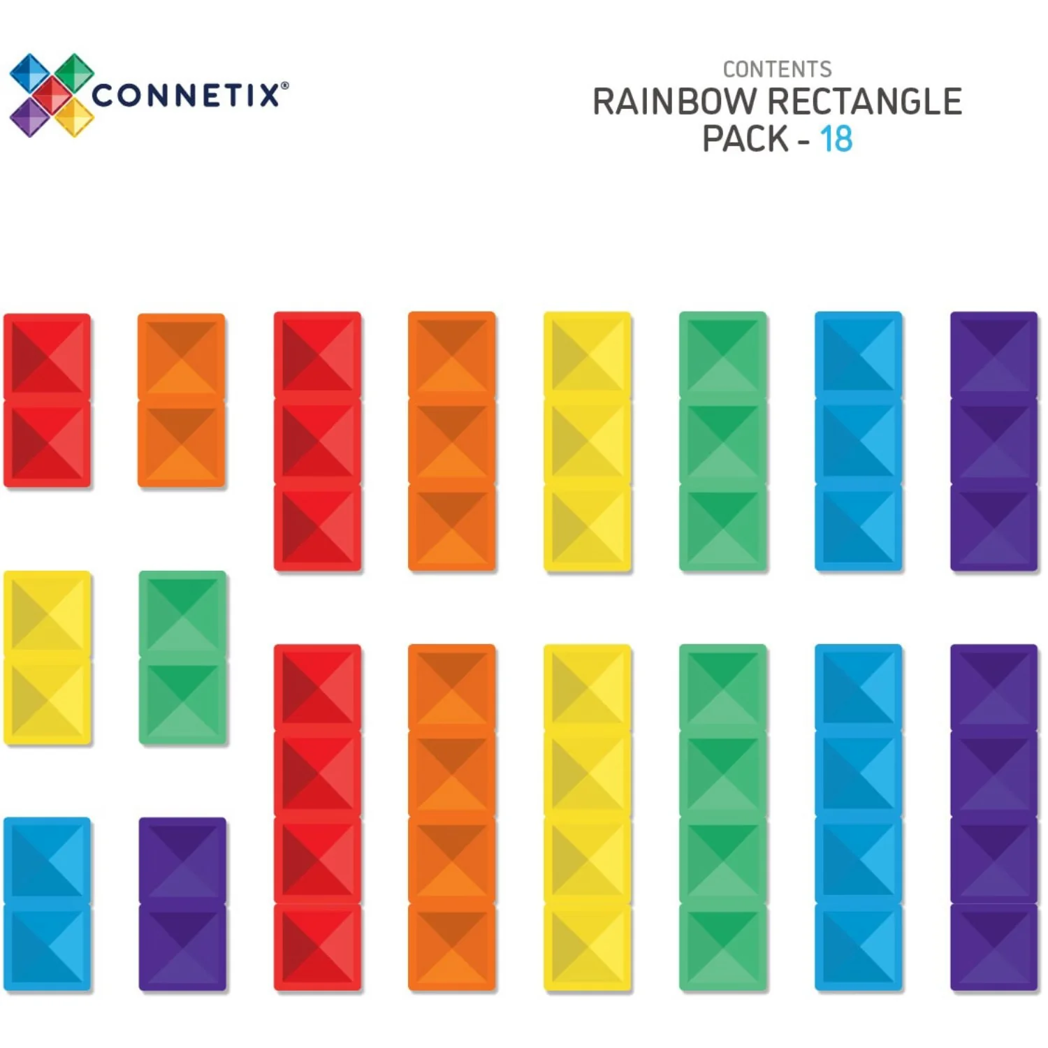 Connetix Rainbow Rectangle Pack 18 Pieces - Image 2